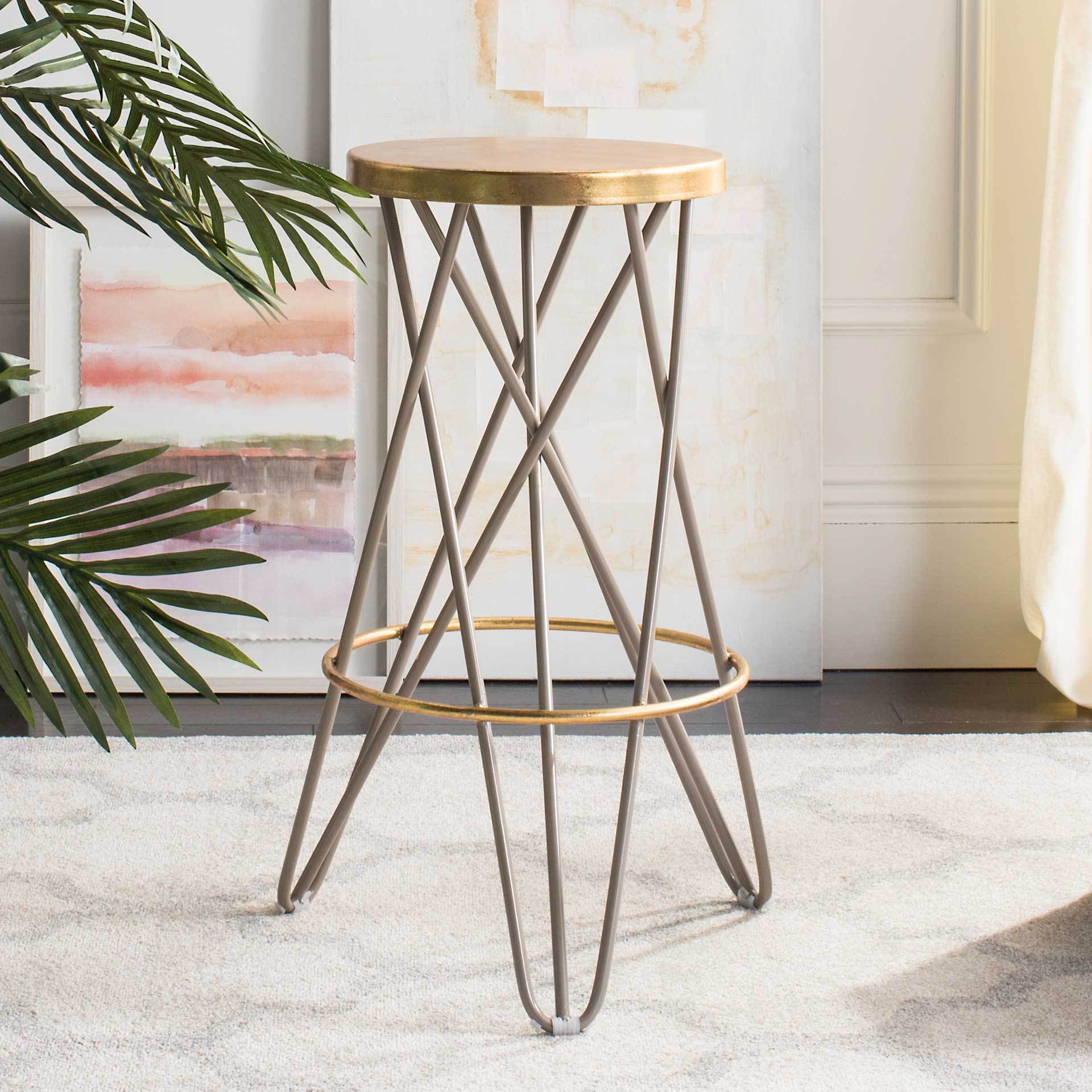 Lorenzo Gold Leaf Bar Stool Beige - Image 4