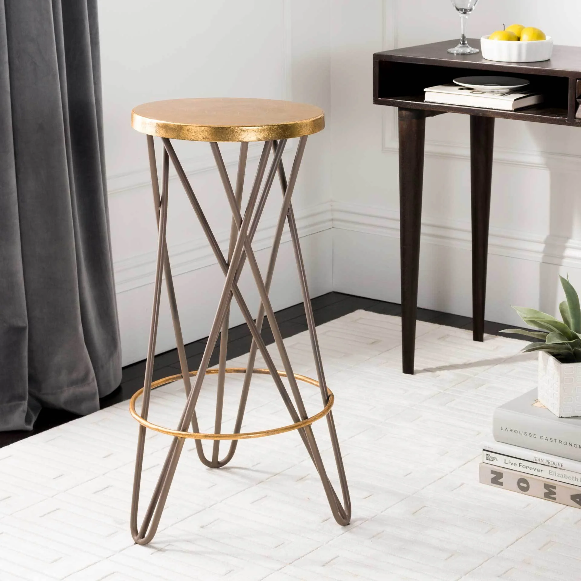 Lorenzo Gold Leaf Bar Stool Beige - Image 5