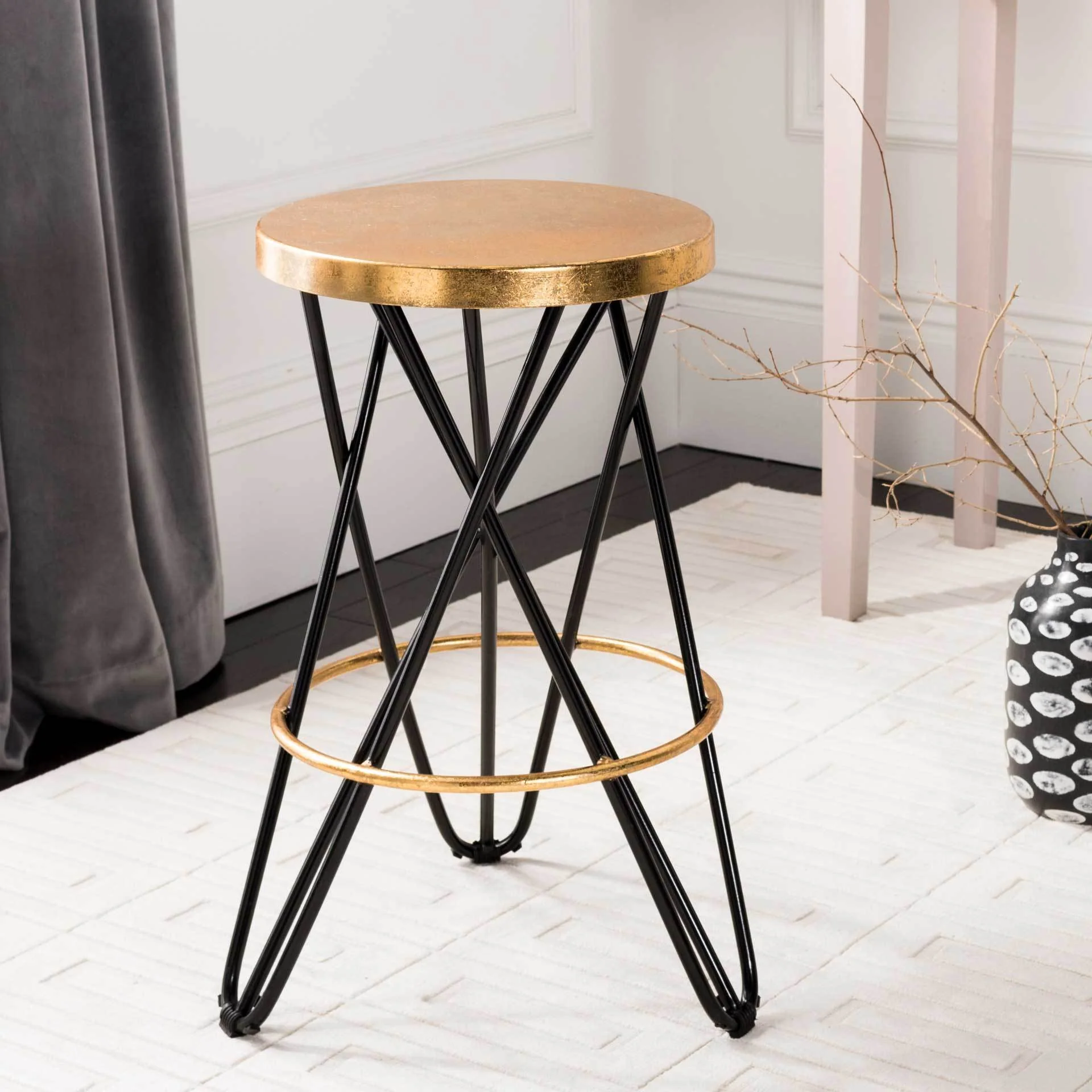 Lorenzo Gold Leaf Bar Stool Black - Image 10