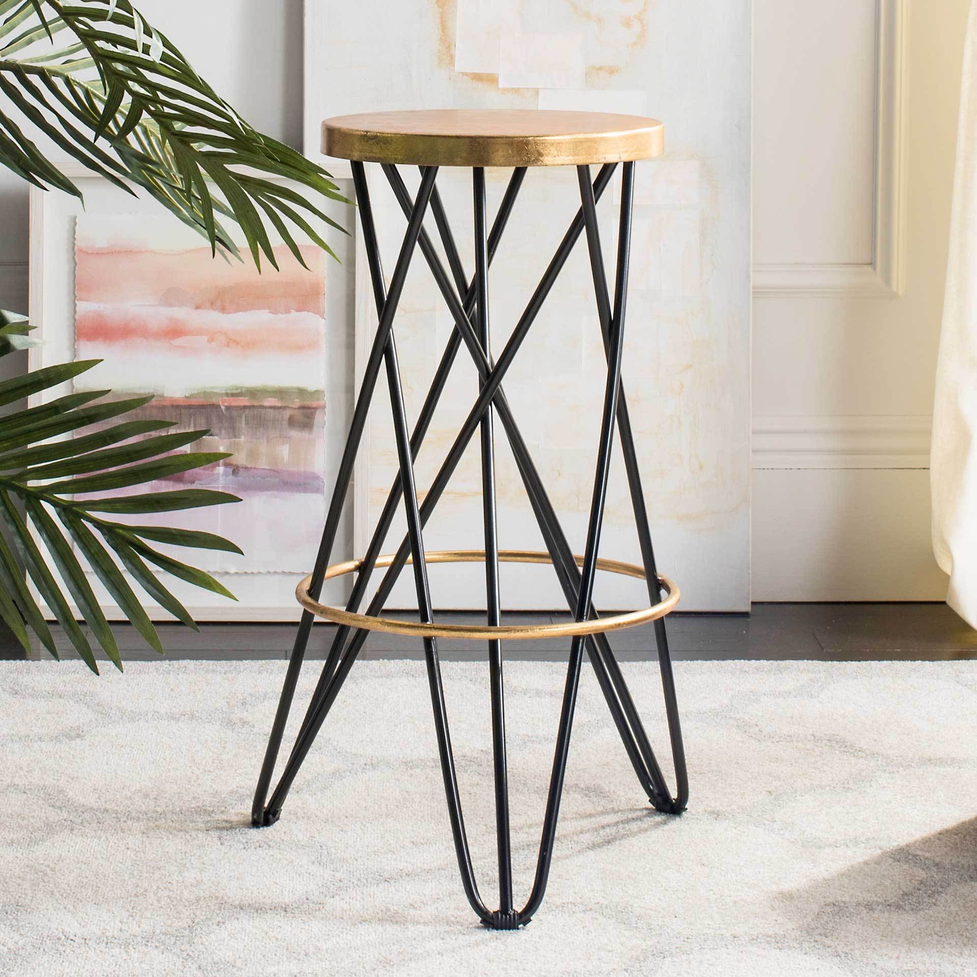 Lorenzo Gold Leaf Bar Stool Black - Image 4