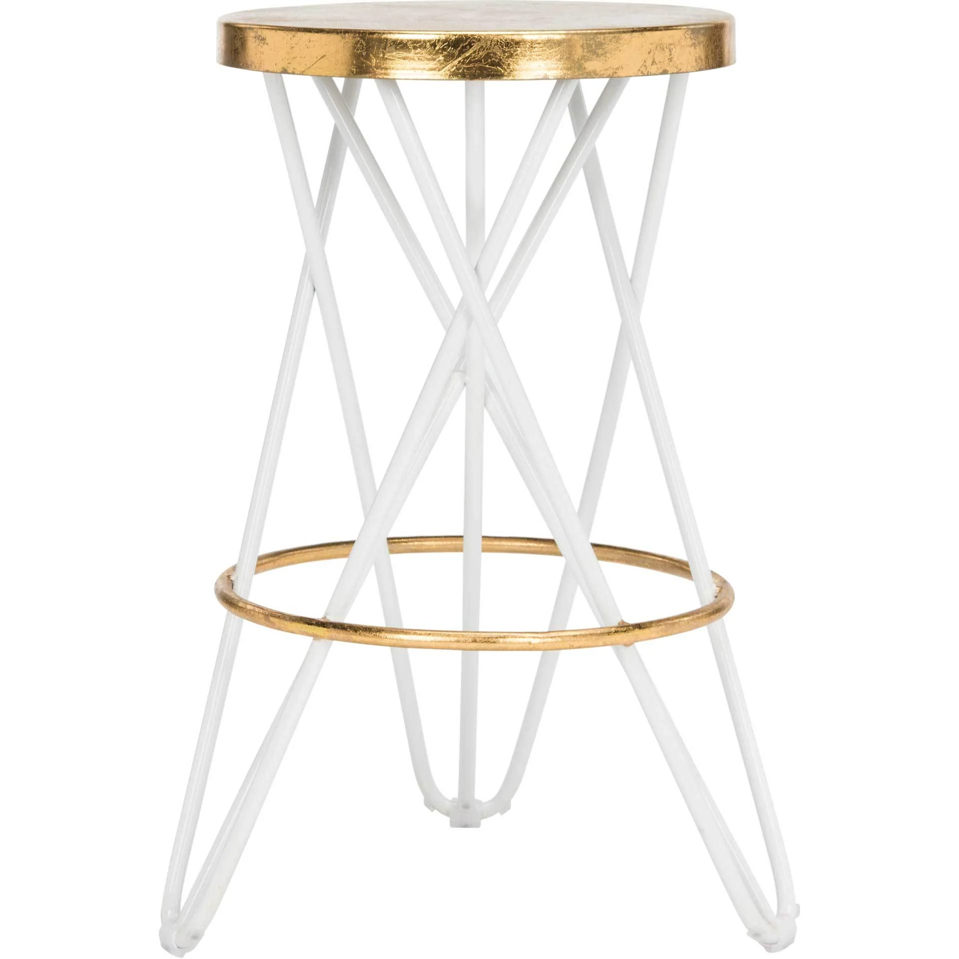 Lorenzo Gold Leaf Bar Stool White - Image 3