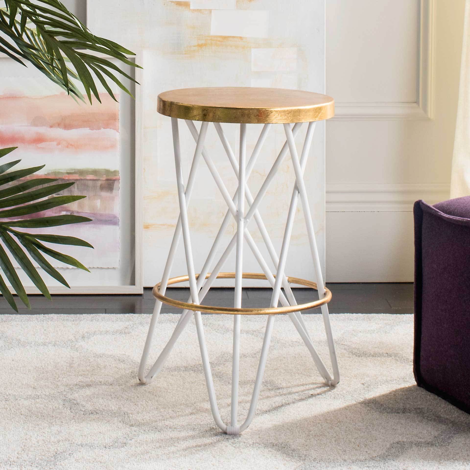Lorenzo Gold Leaf Bar Stool White - Image 6