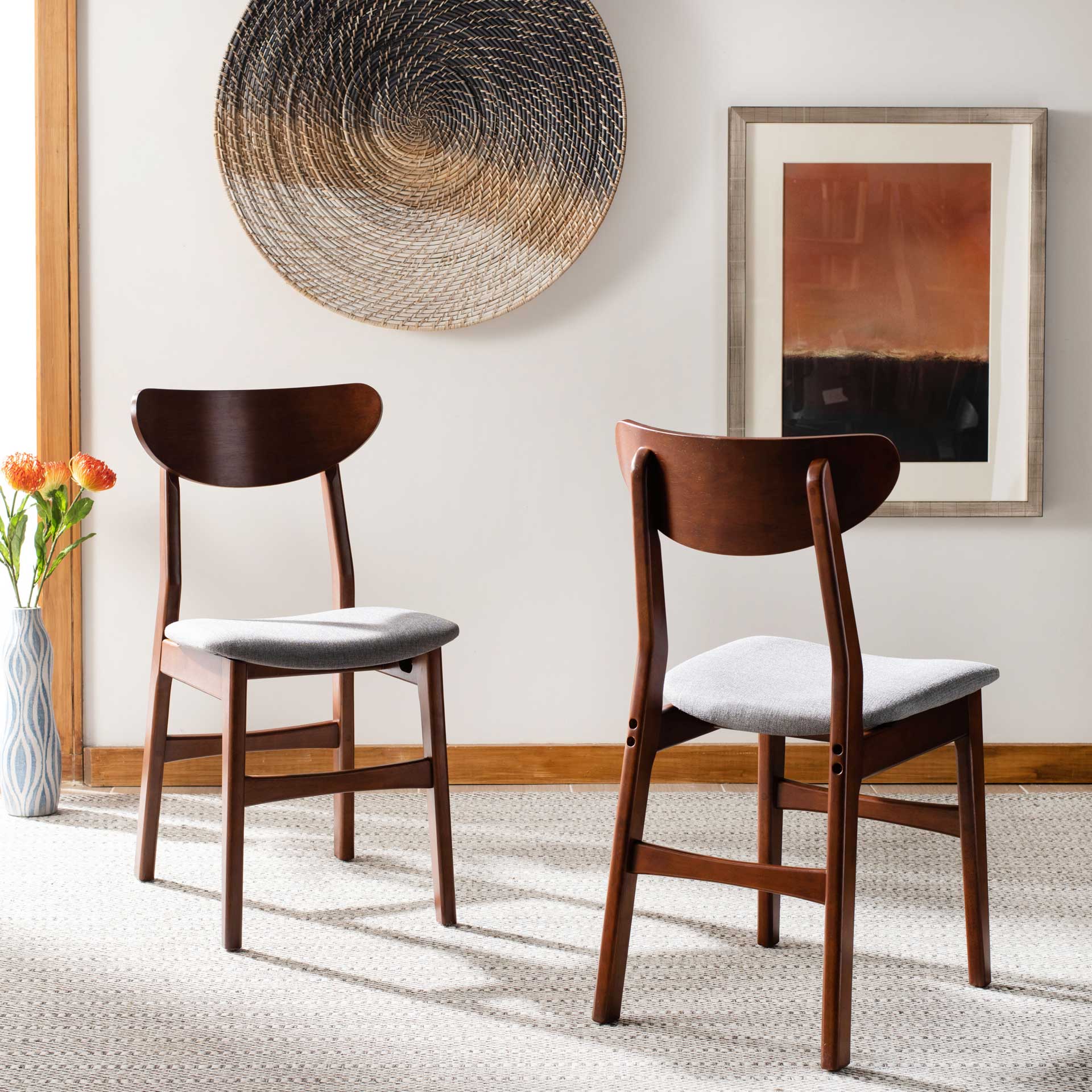 Lucas Retro Dining Chair Cherry/Gray (Set of 2) - Image 9