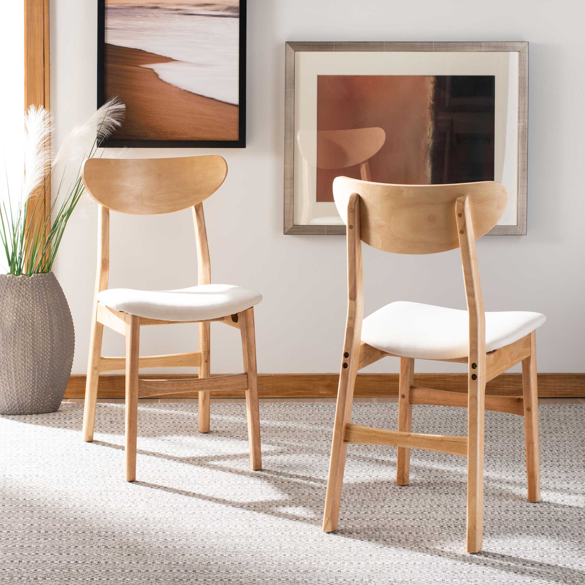 Lucas Retro Dining Chair Natural/White (Set of 2) - Image 11