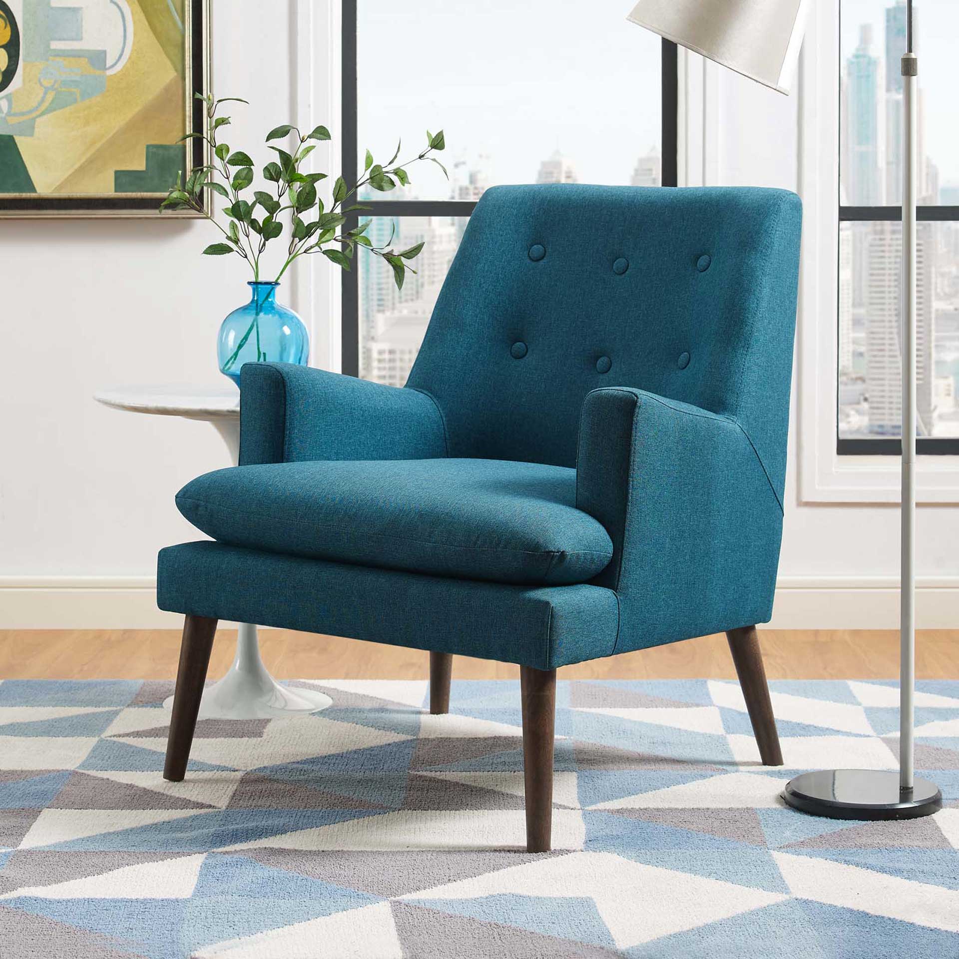 Lucas Upholstered Lounge Chair Teal - Image 5