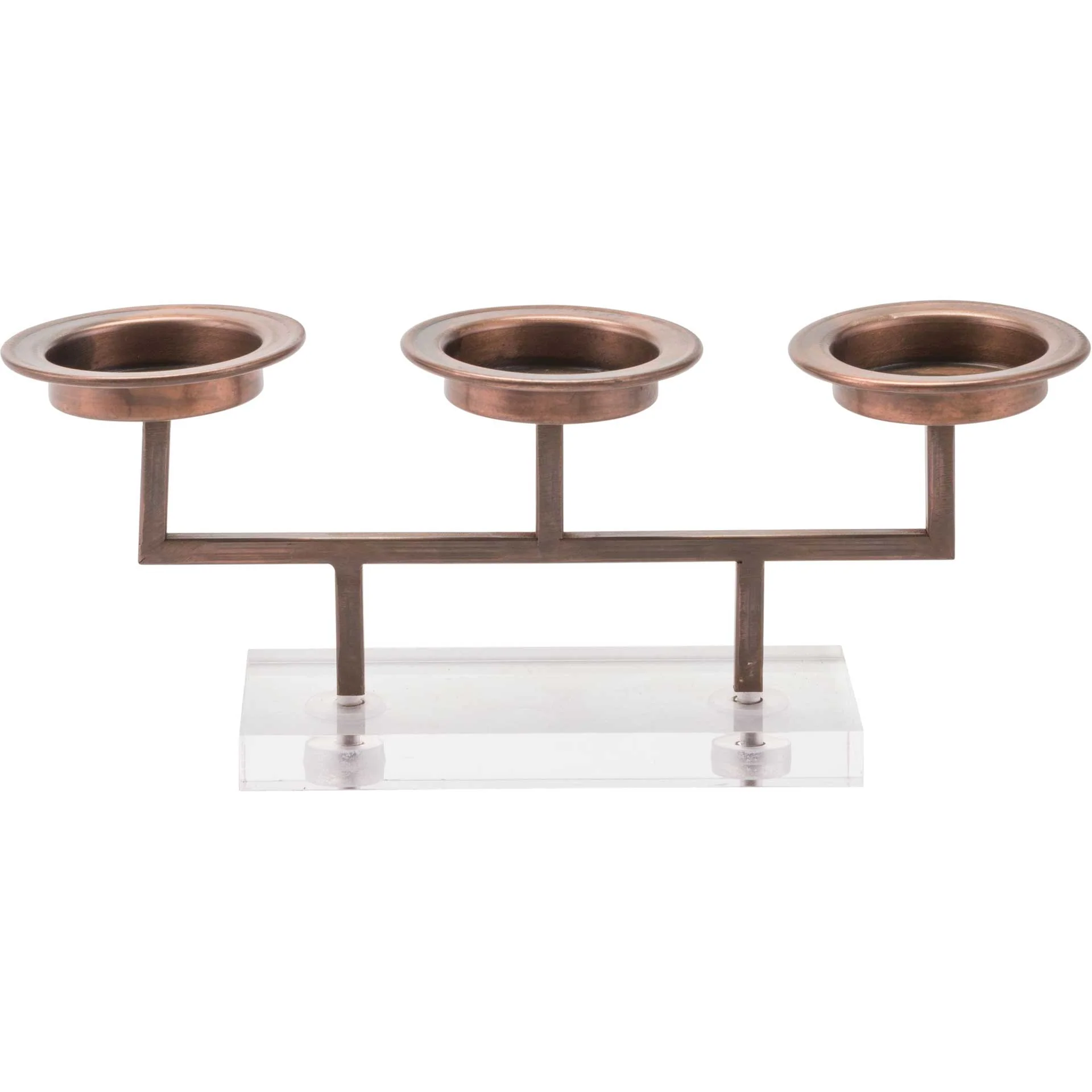 Lucite 3 Candle Holder Gold - Image 2