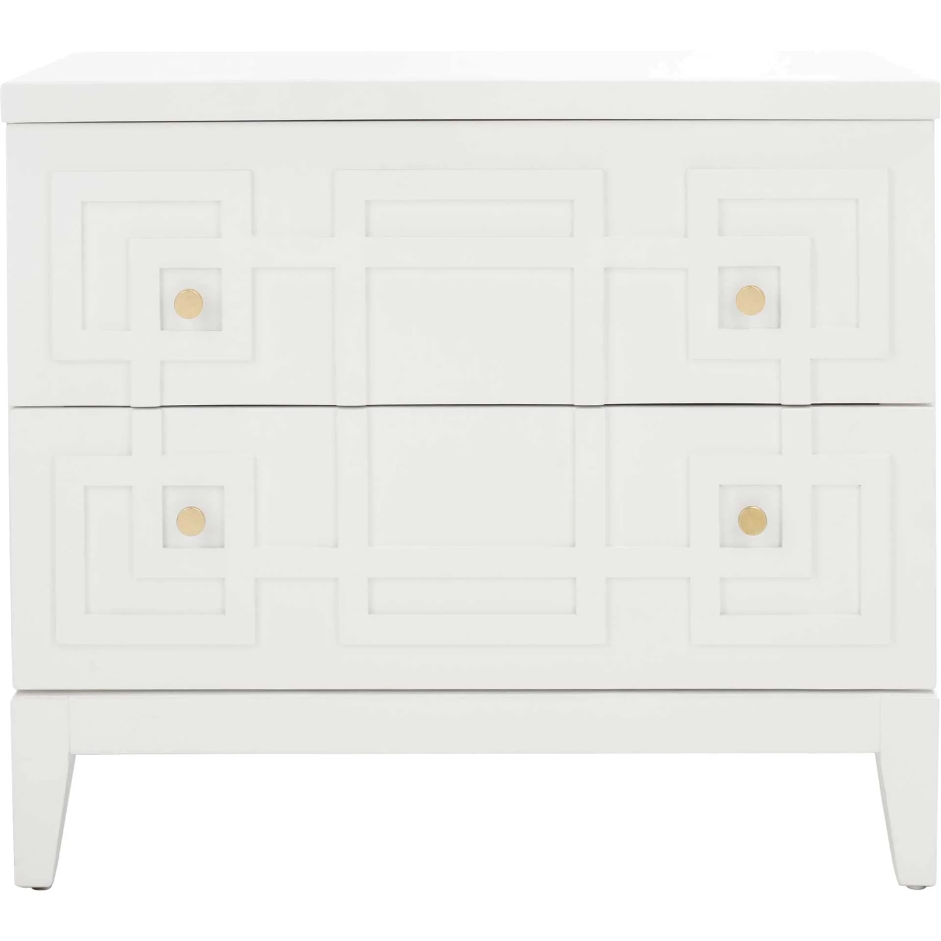Luck 2 Drawer Nightstand White/Gold - Image 2