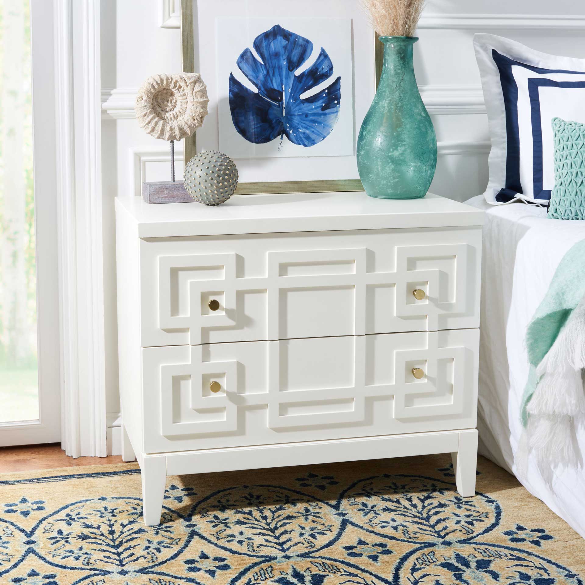 Luck 2 Drawer Nightstand White/Gold - Image 4