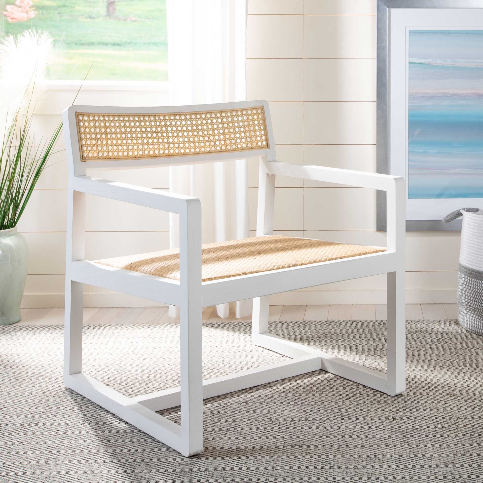 Lucy Cane Accent Chair White/Natural - Image 9