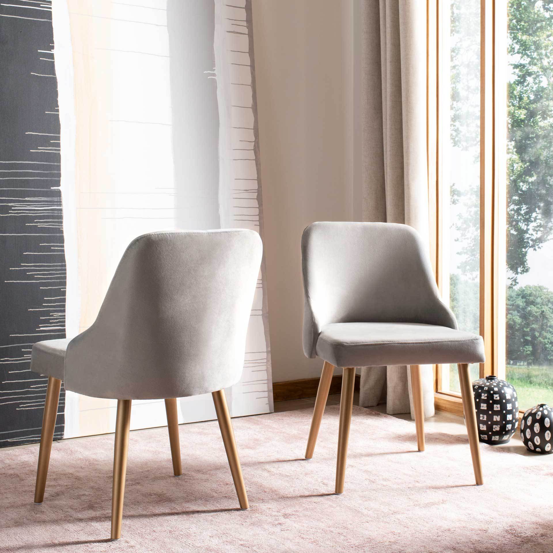 Luis Upholstered Dining Chair Gray/Gold (Set of 2) - Image 7
