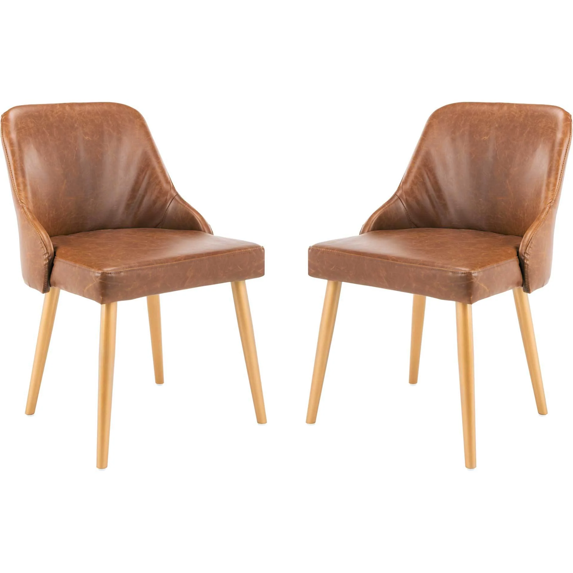 Luis Upholstered Dining Chair Light Brown/Gold (Set of 2) - Image 2