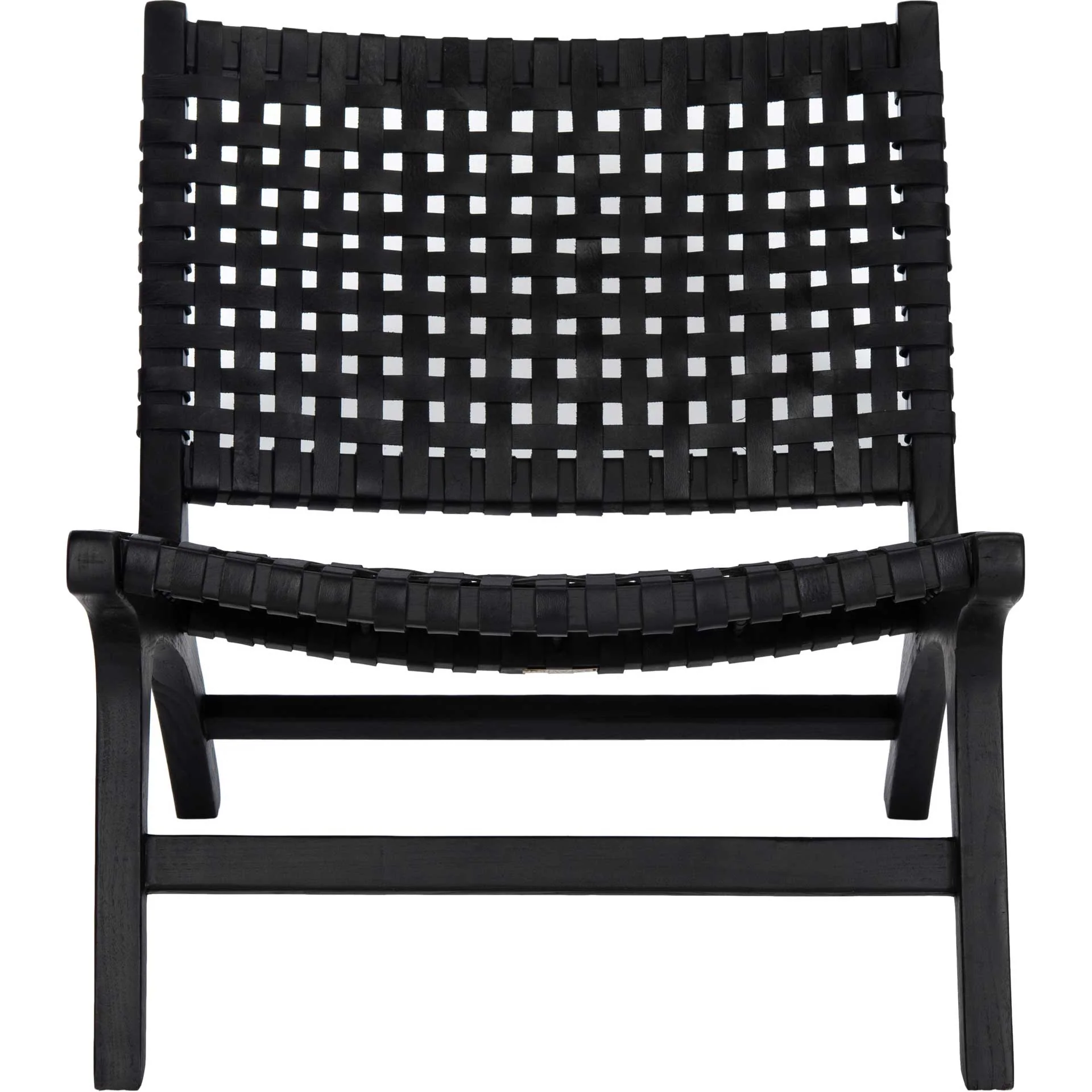 Luke Leather Woven Accent Chair Black - Image 2