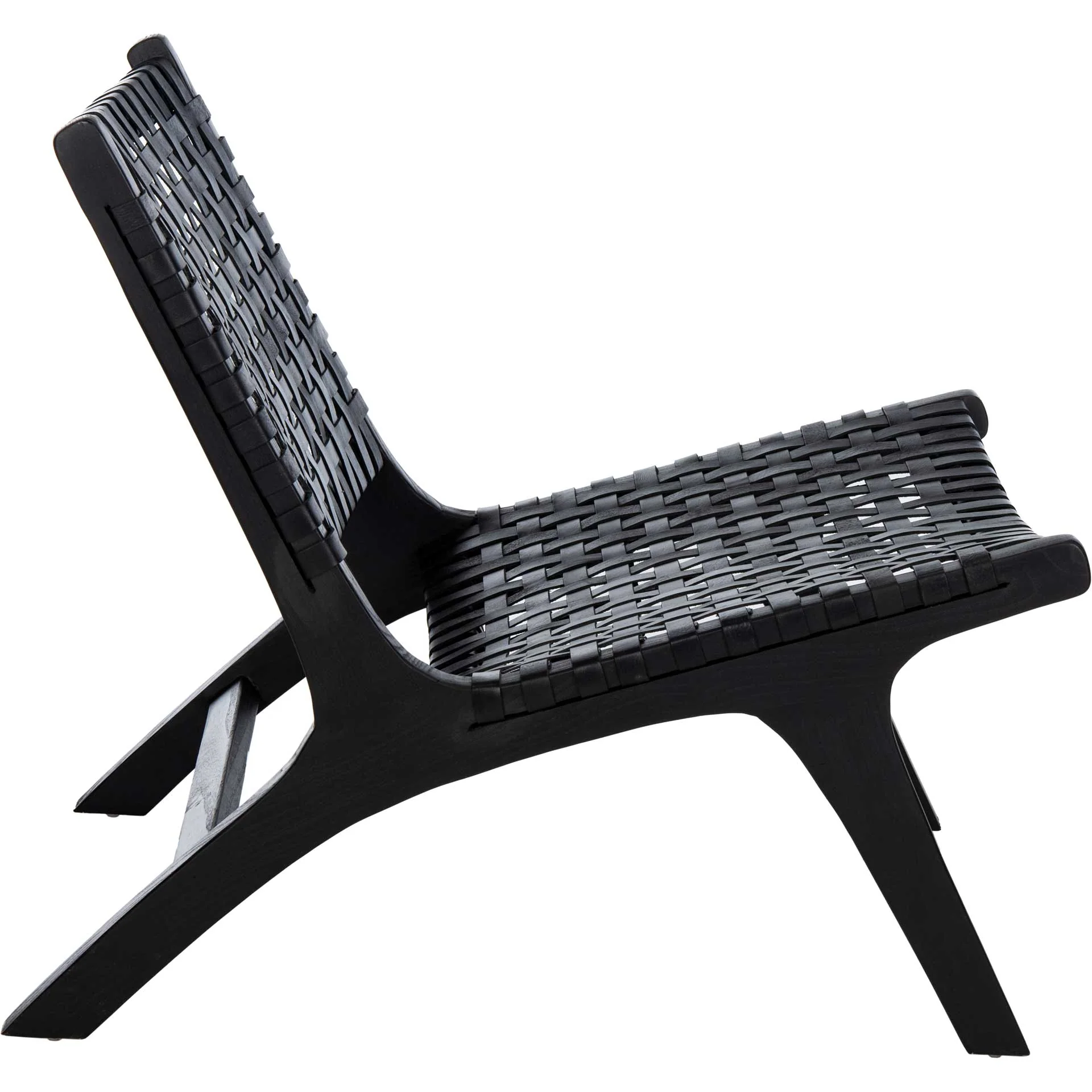 Luke Leather Woven Accent Chair Black - Image 3