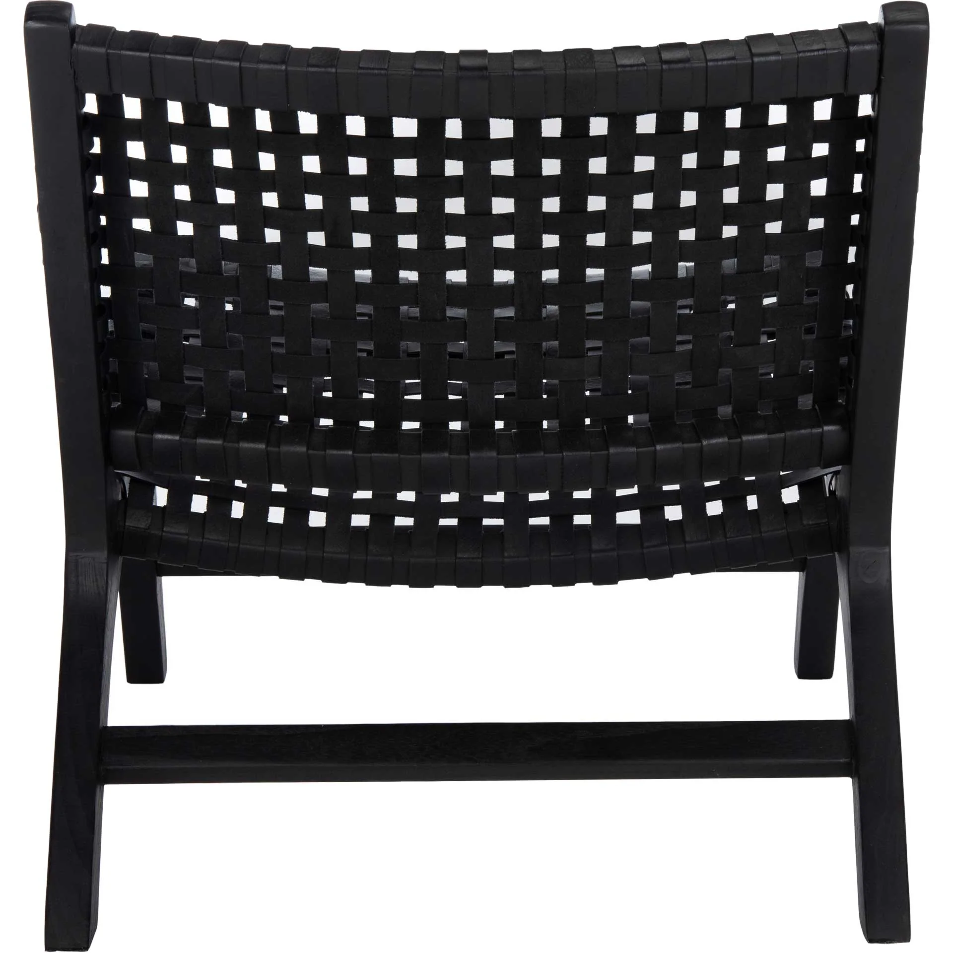 Luke Leather Woven Accent Chair Black - Image 4