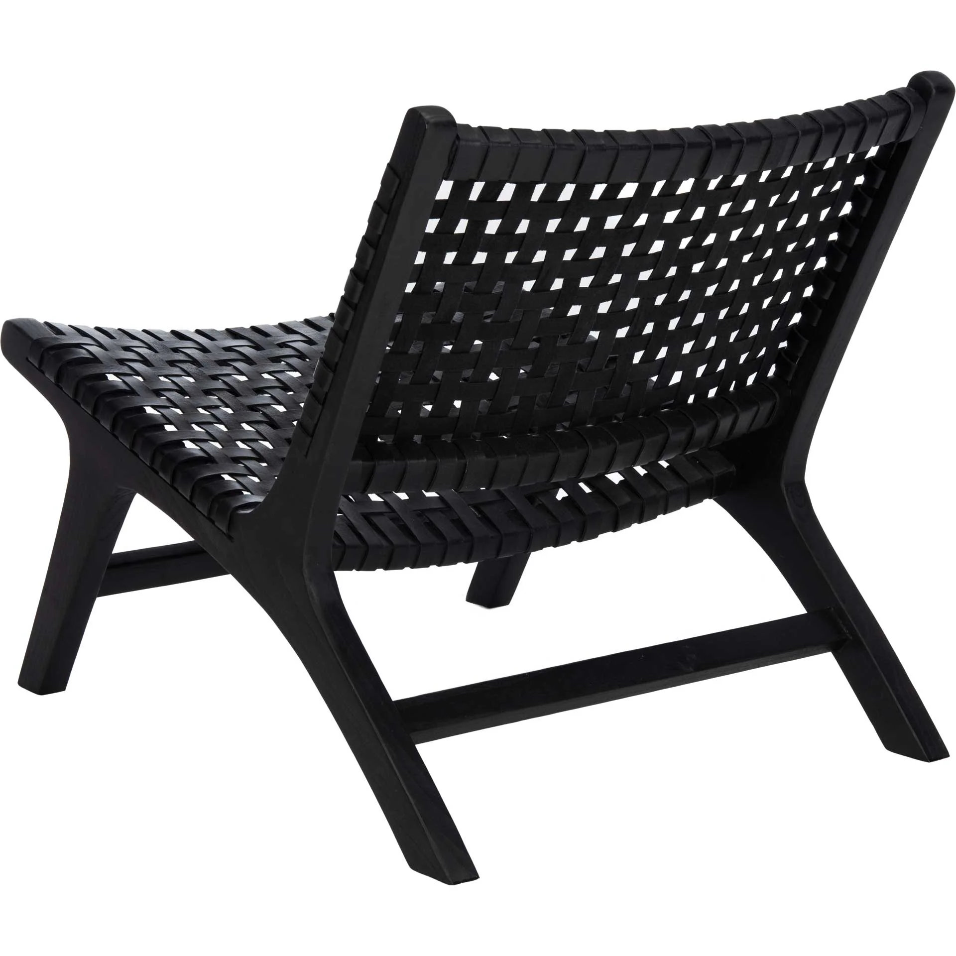 Luke Leather Woven Accent Chair Black - Image 5