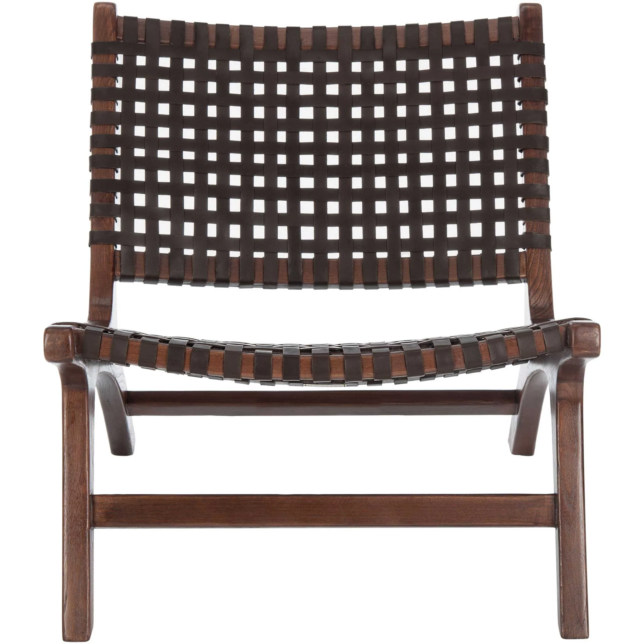 Luke Leather Woven Accent Chair Brown - Image 2