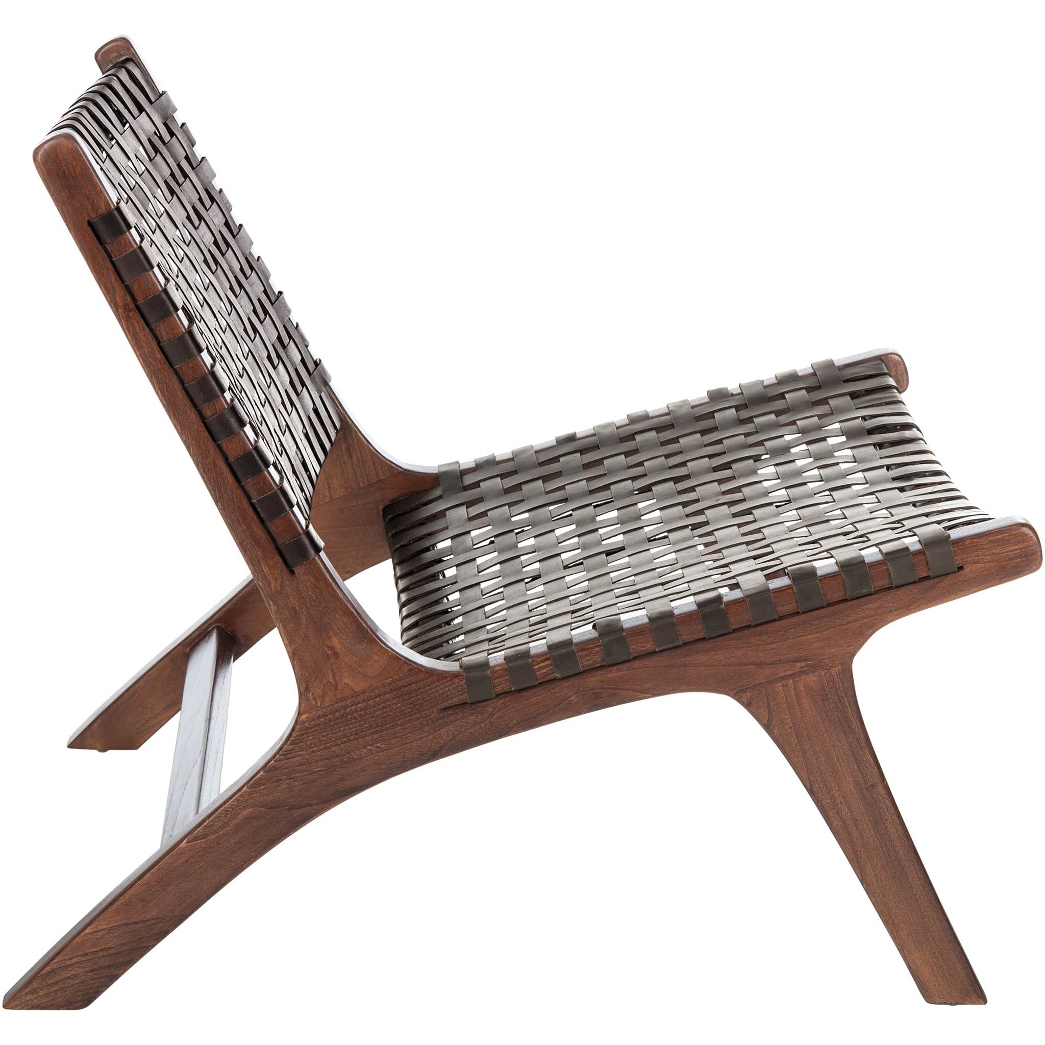Luke Leather Woven Accent Chair Brown - Image 3