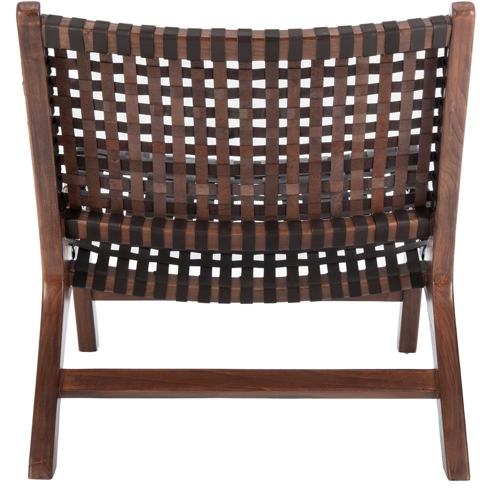 Luke Leather Woven Accent Chair Brown - Image 5