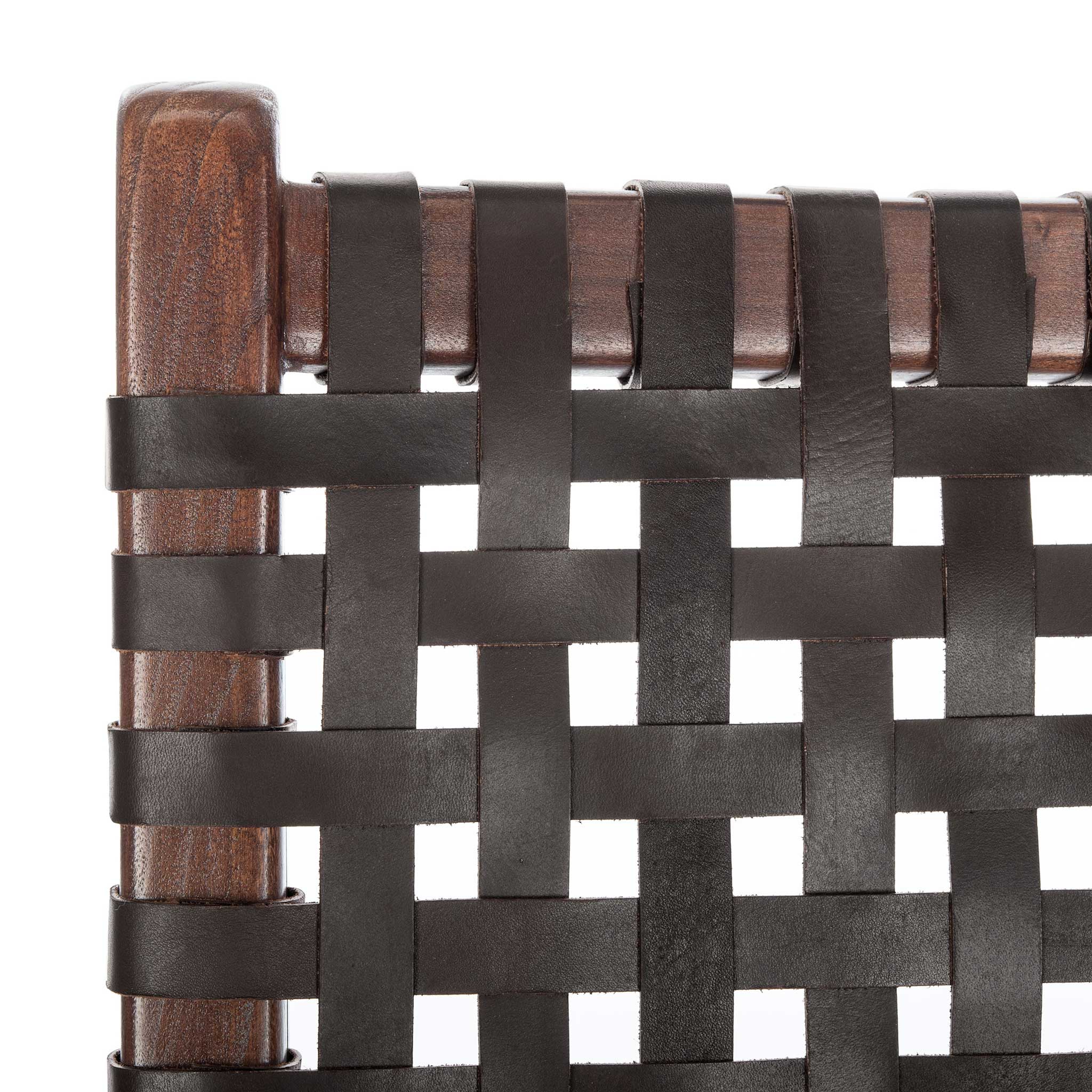Luke Leather Woven Accent Chair Brown - Image 6