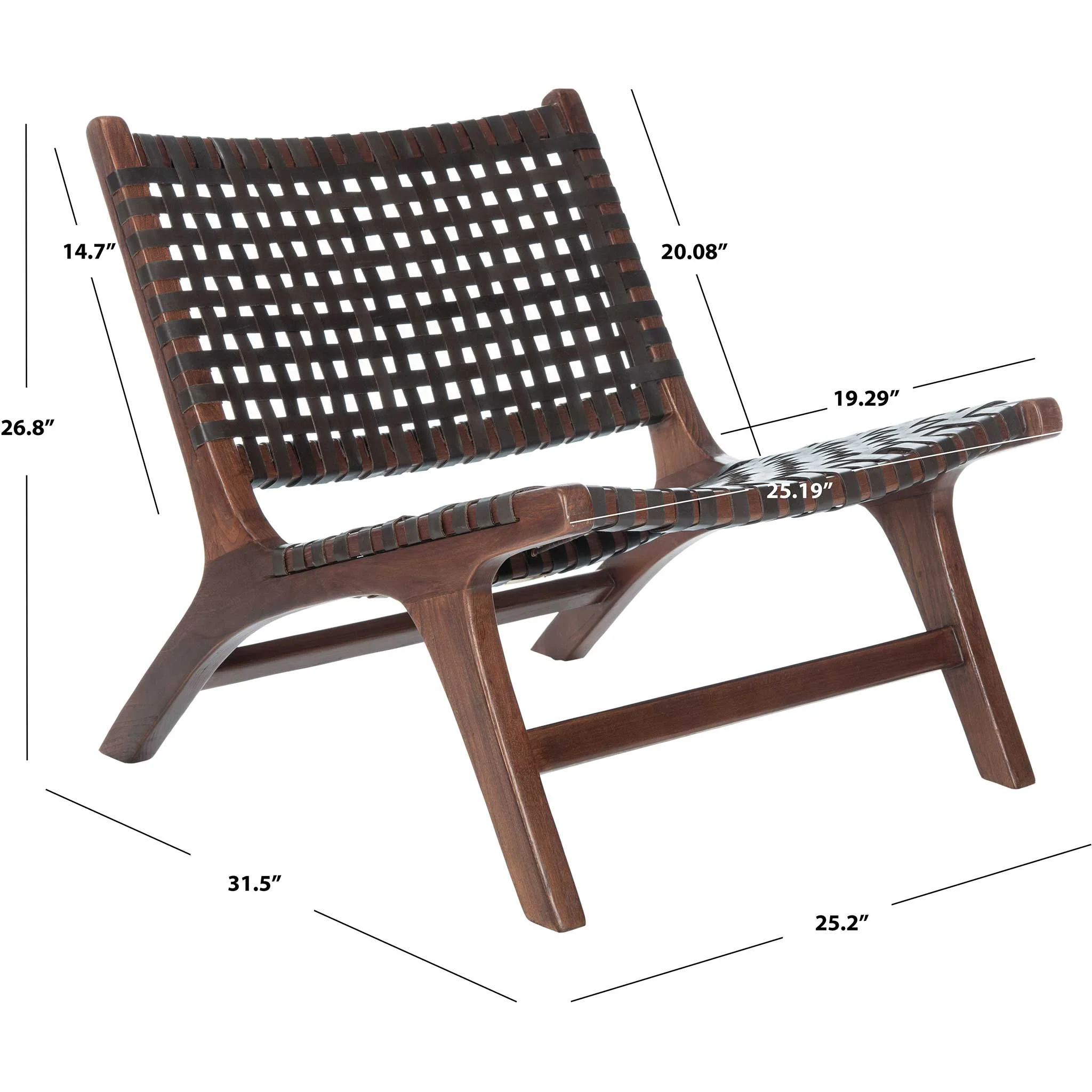 Luke Leather Woven Accent Chair Brown - Image 8