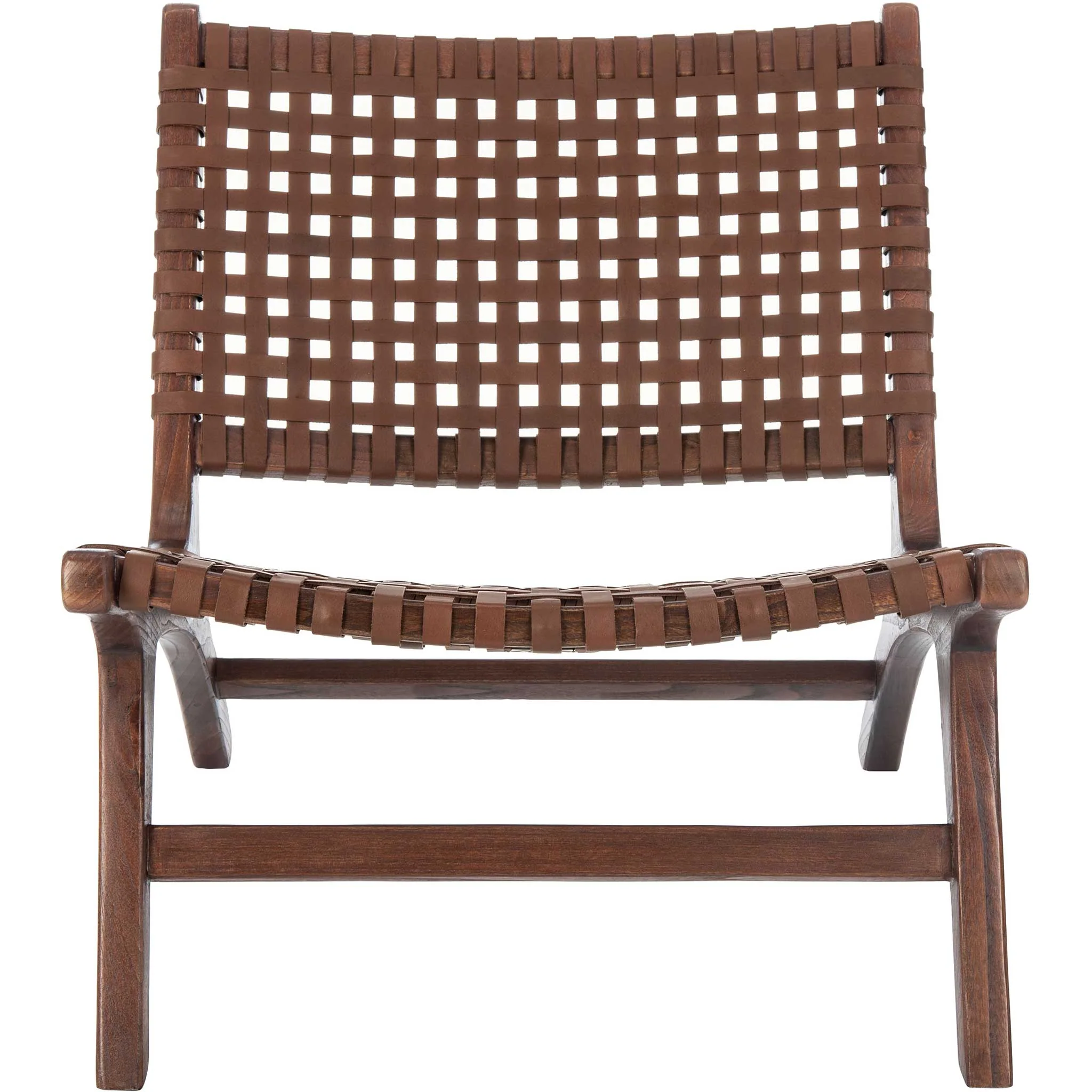 Luke Leather Woven Accent Chair Cognac/Brown - Image 2