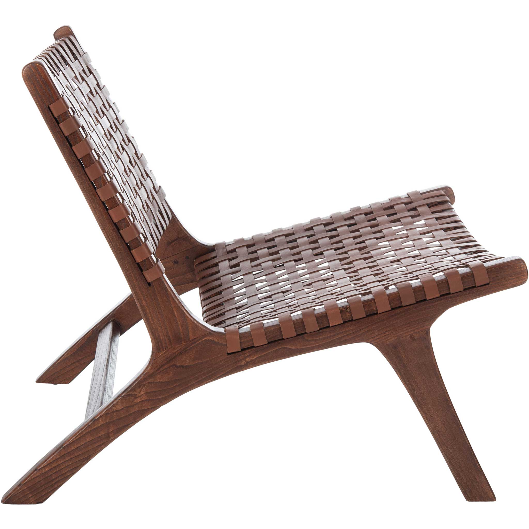 Luke Leather Woven Accent Chair Cognac/Brown - Image 3