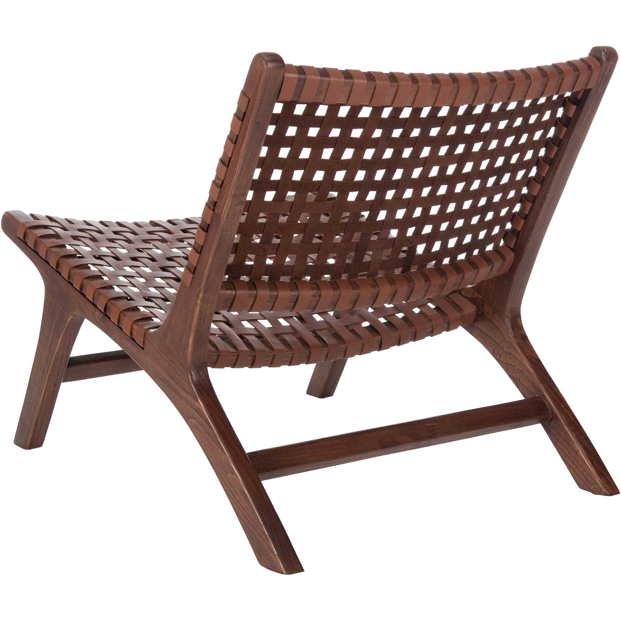 Luke Leather Woven Accent Chair Cognac/Brown - Image 4