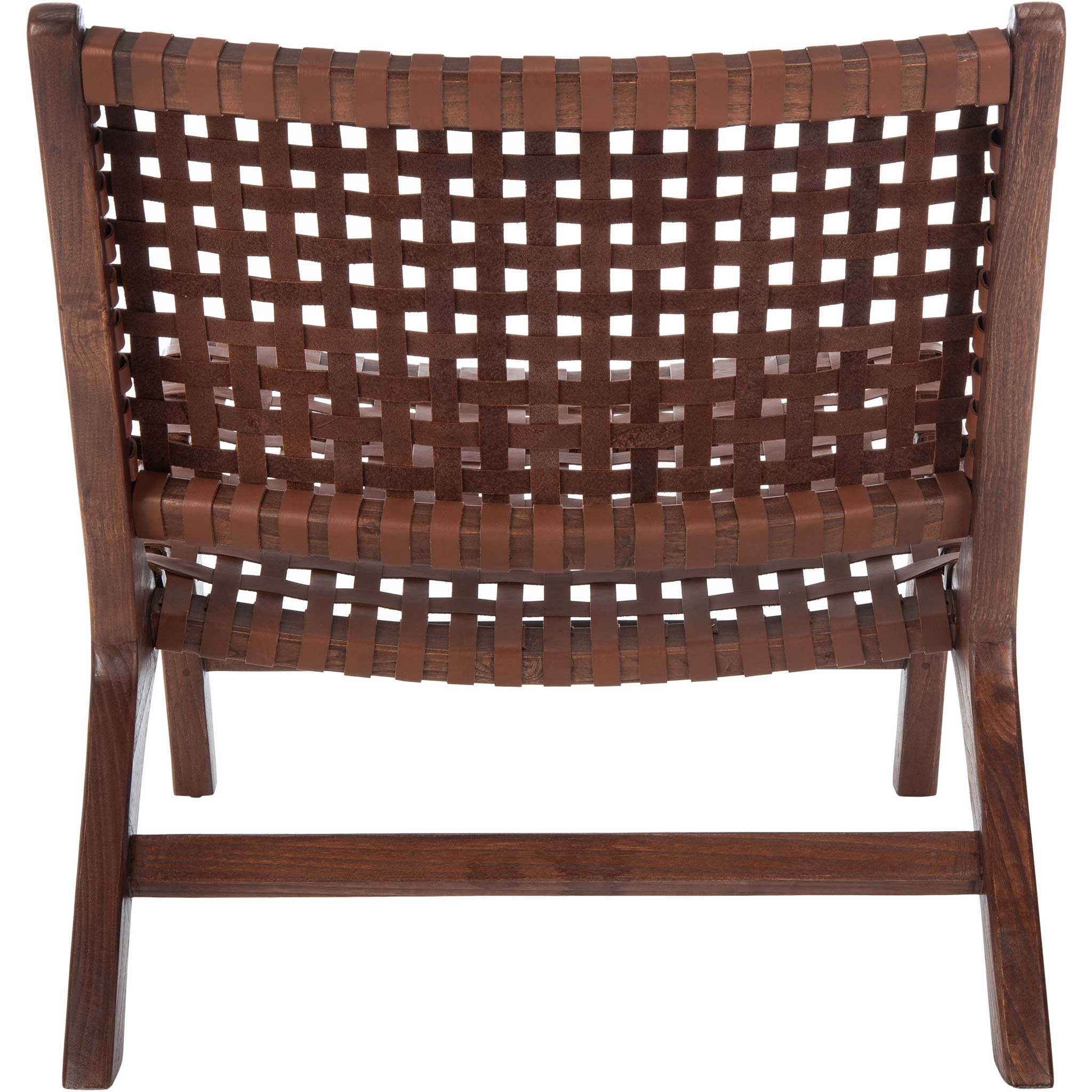 Luke Leather Woven Accent Chair Cognac/Brown - Image 5