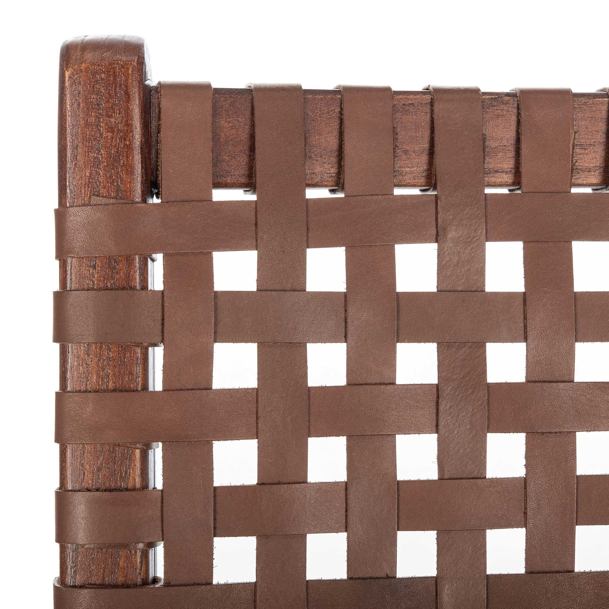 Luke Leather Woven Accent Chair Cognac/Brown - Image 6