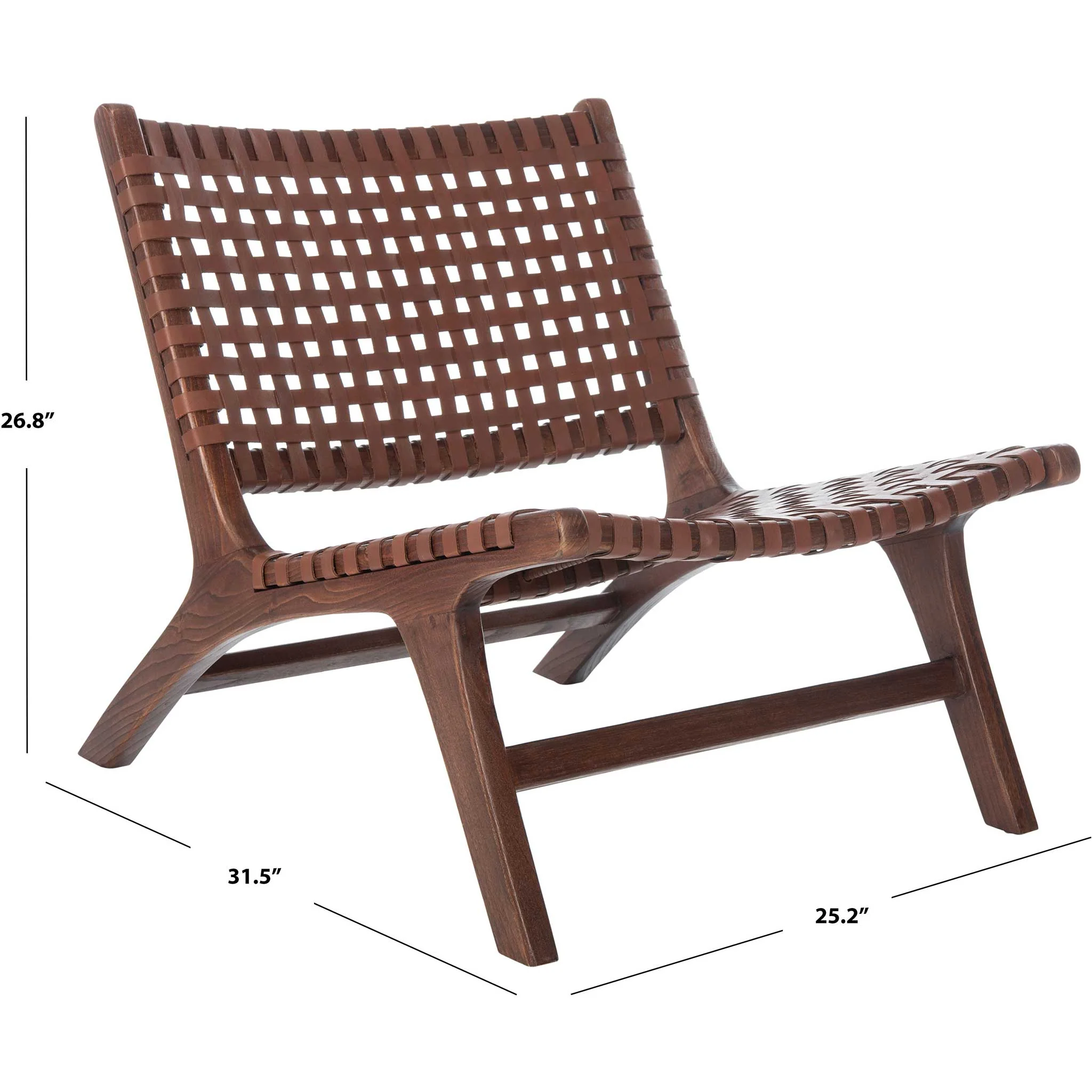 Luke Leather Woven Accent Chair Cognac/Brown - Image 7
