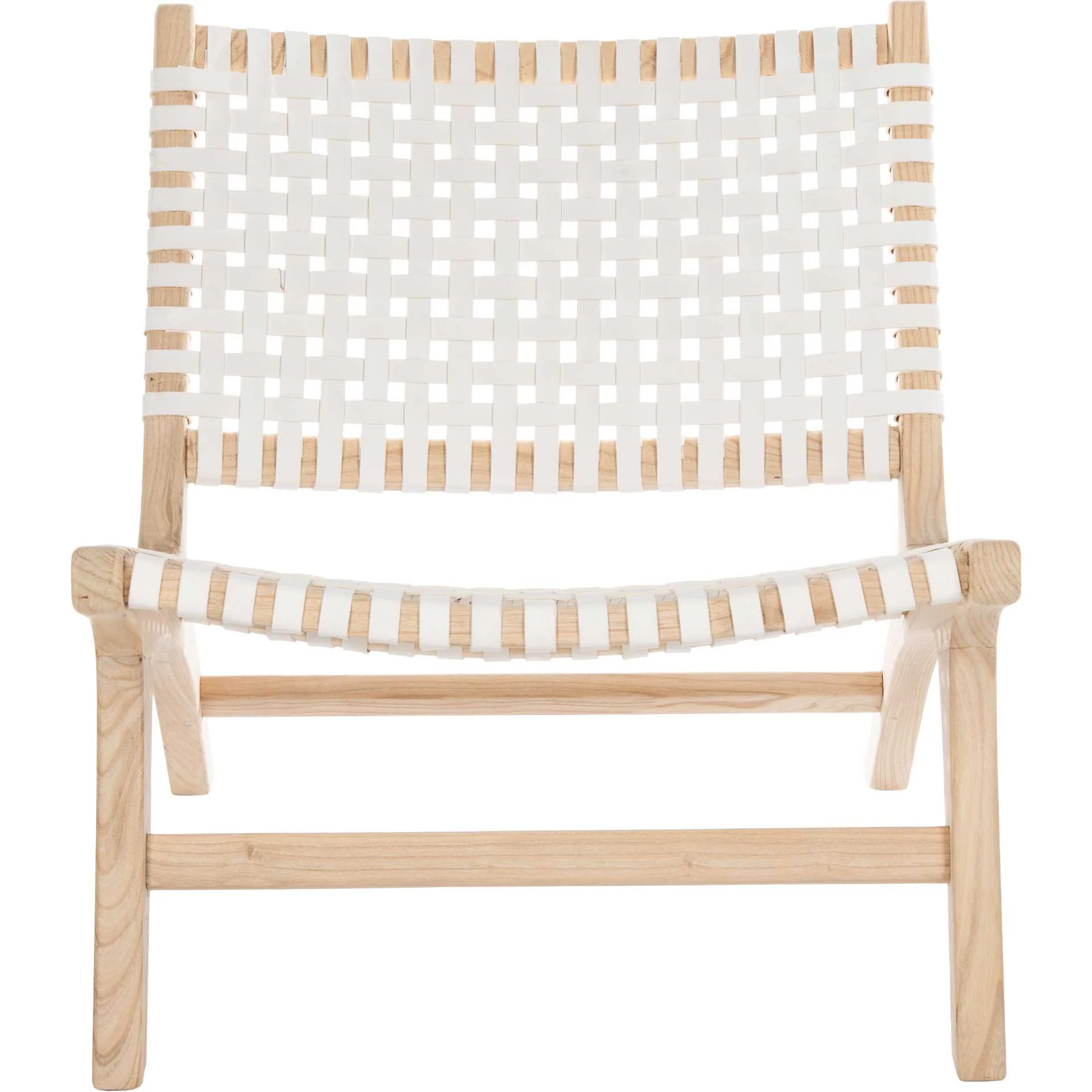 Luke Leather Woven Accent Chair Natural/White - Image 2