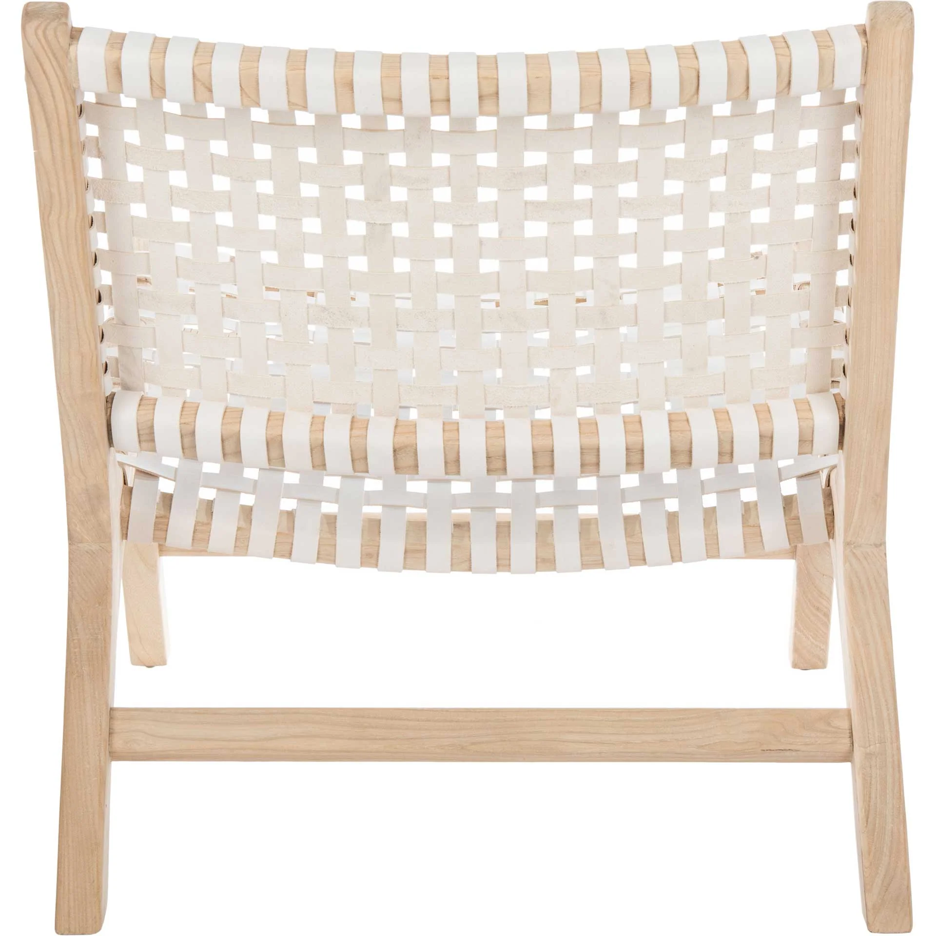 Luke Leather Woven Accent Chair Natural/White - Image 4