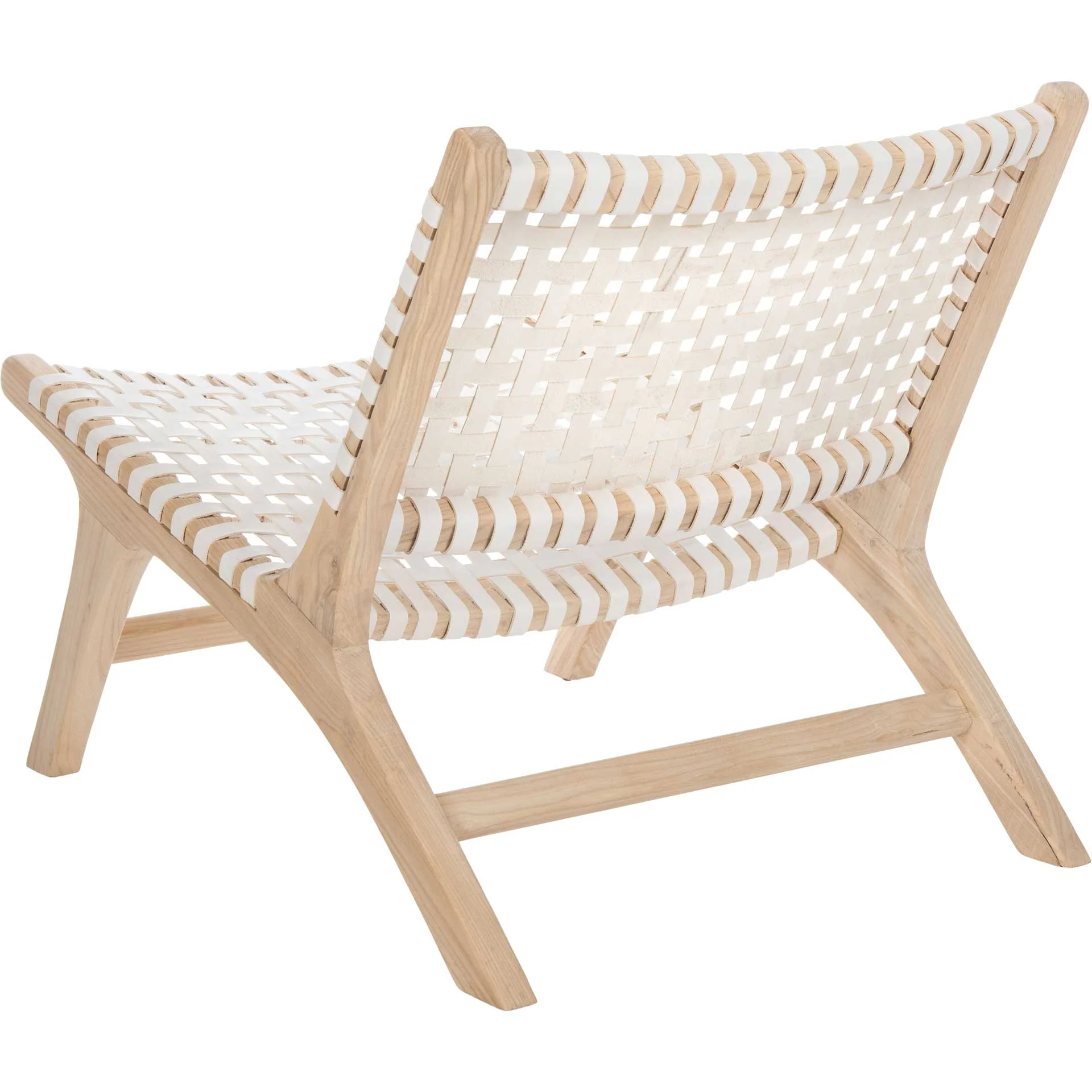 Luke Leather Woven Accent Chair Natural/White - Image 5