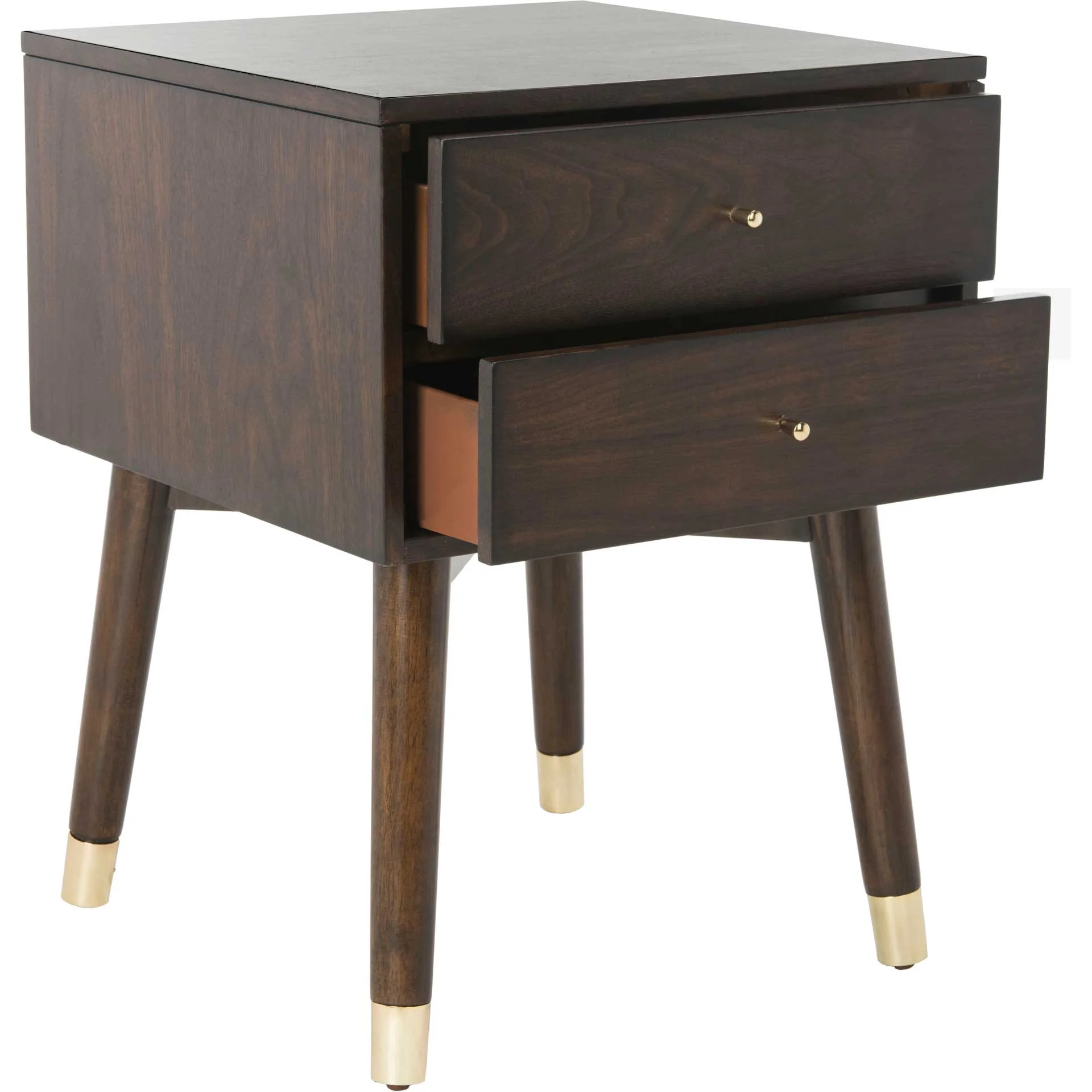 Lydia Silver Cap Nightstand Walnut/Gold - Image 2