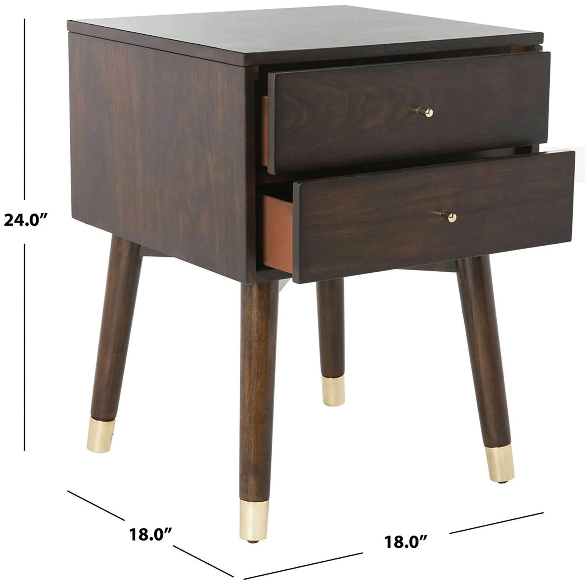 Lydia Silver Cap Nightstand Walnut/Gold - Image 7