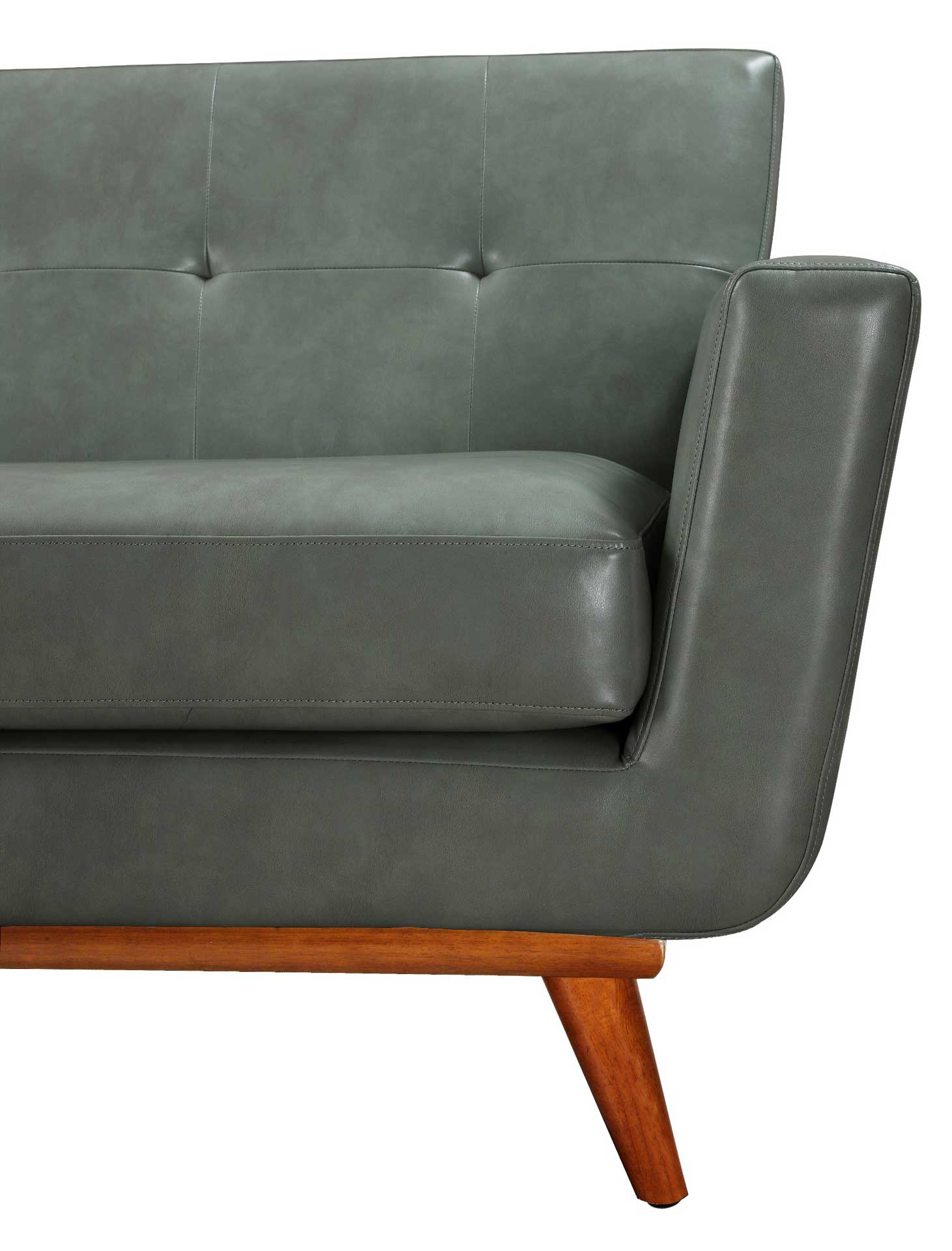 Lynette Leather Loveseat Smoke Gray - Image 3