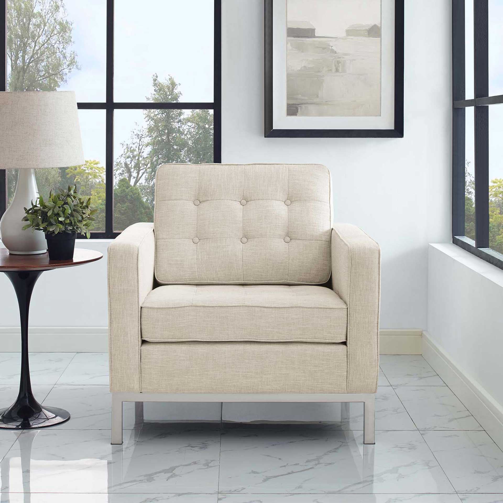 Lyte Fabric Armchair Beige - Image 5