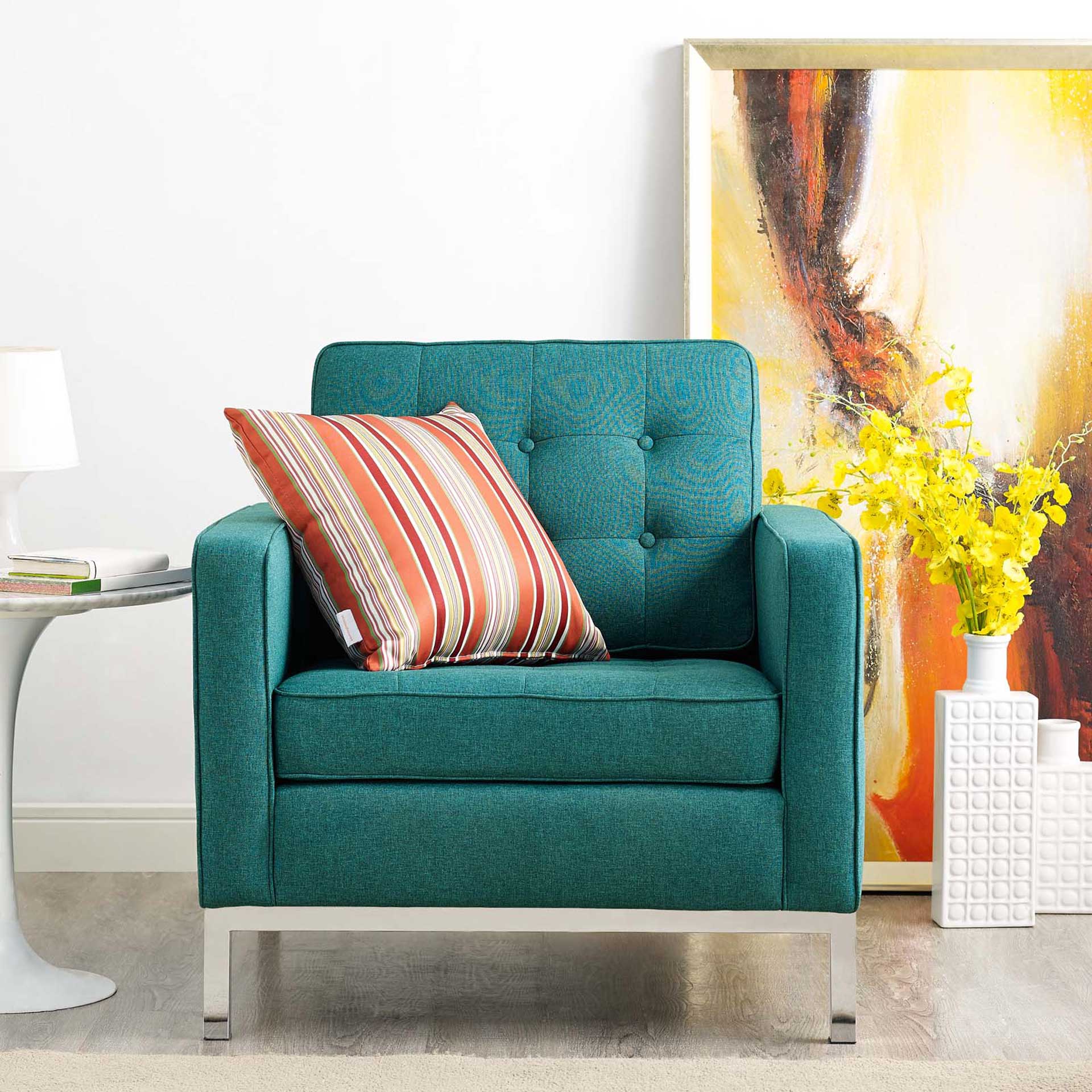 Lyte Fabric Armchair Teal - Image 5