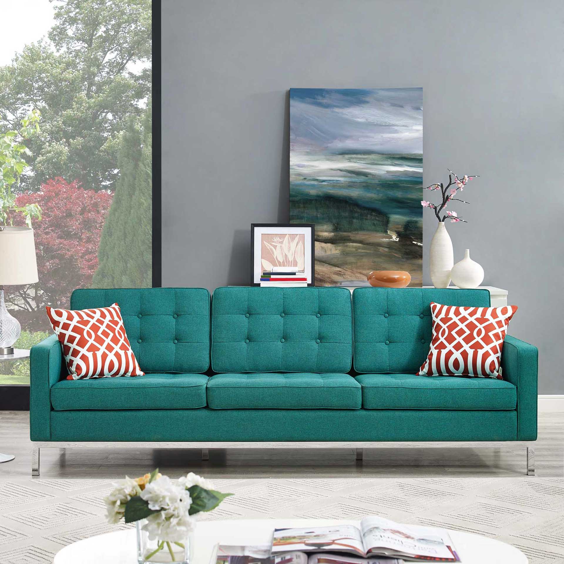 Lyte Fabric Sofa Teal - Image 4