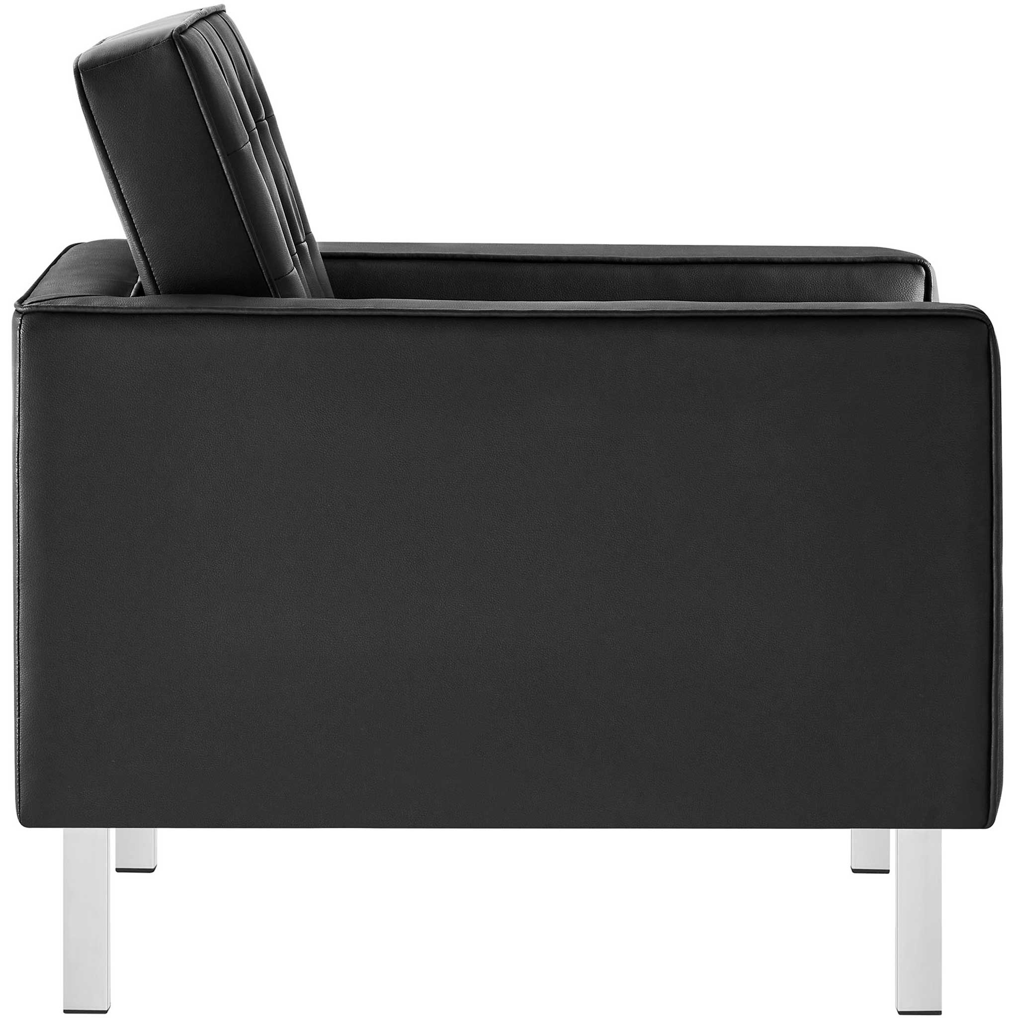 Lyte Leather Armchair Silver/Black - Image 3