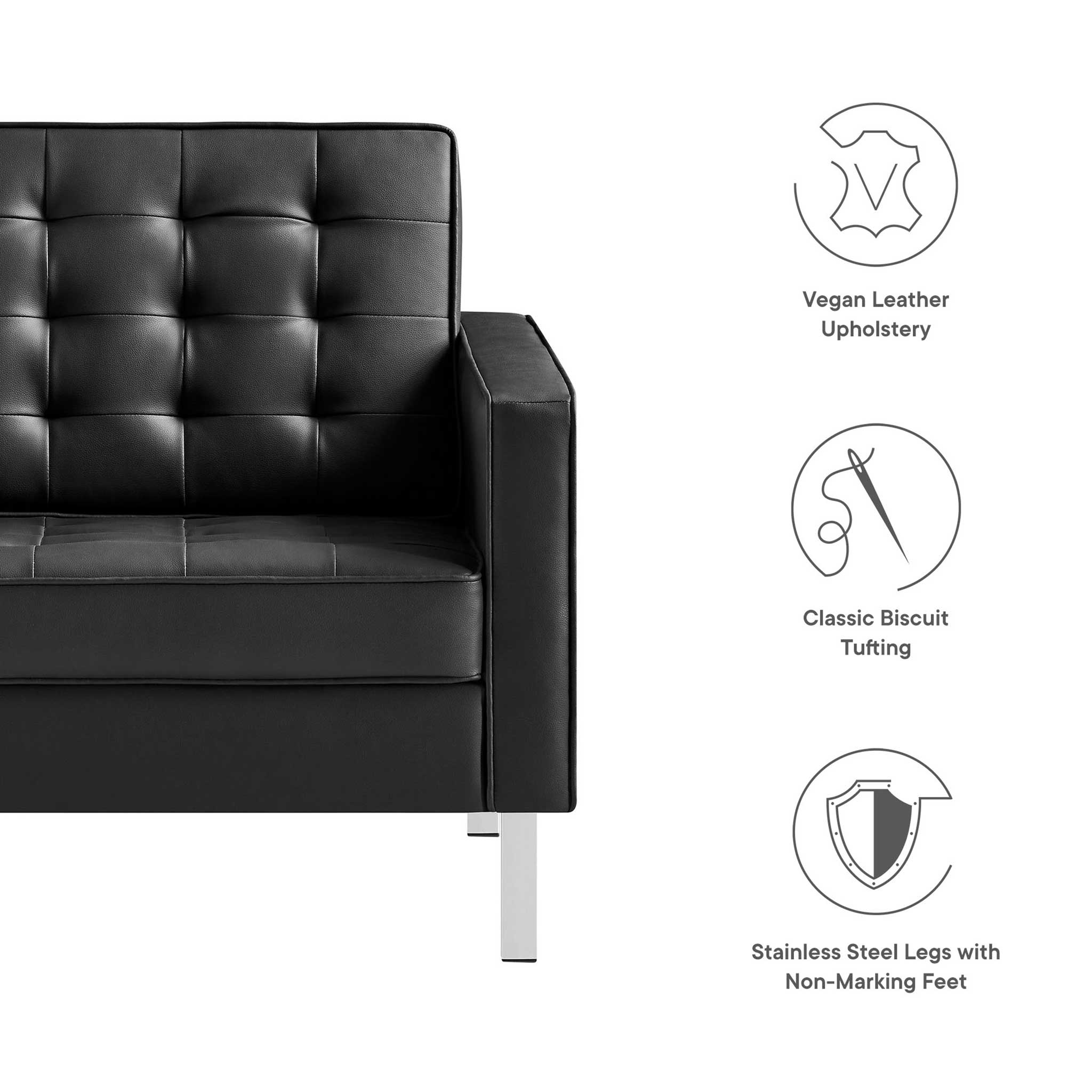 Lyte Leather Armchair Silver/Black - Image 6