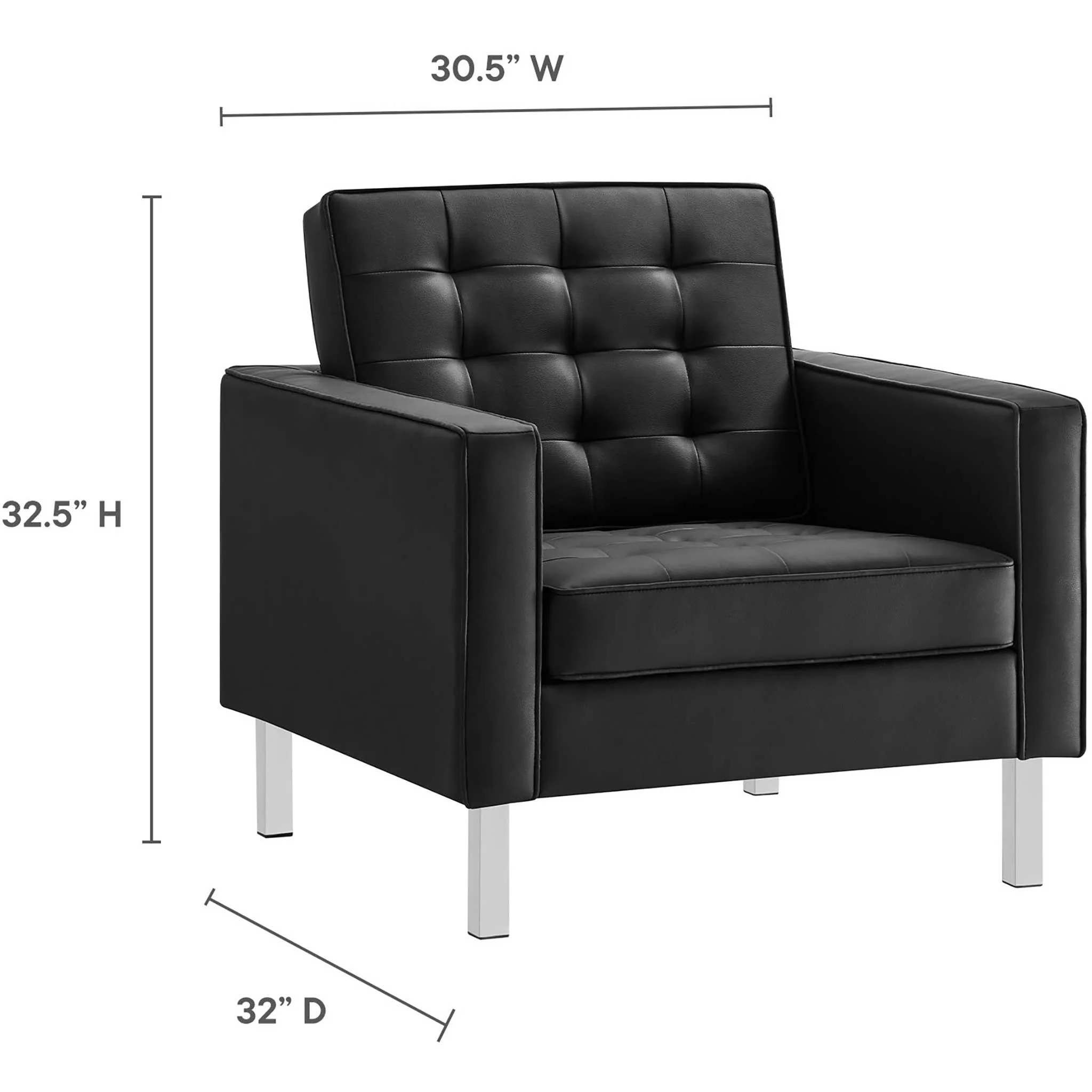 Lyte Leather Armchair Silver/Black - Image 7
