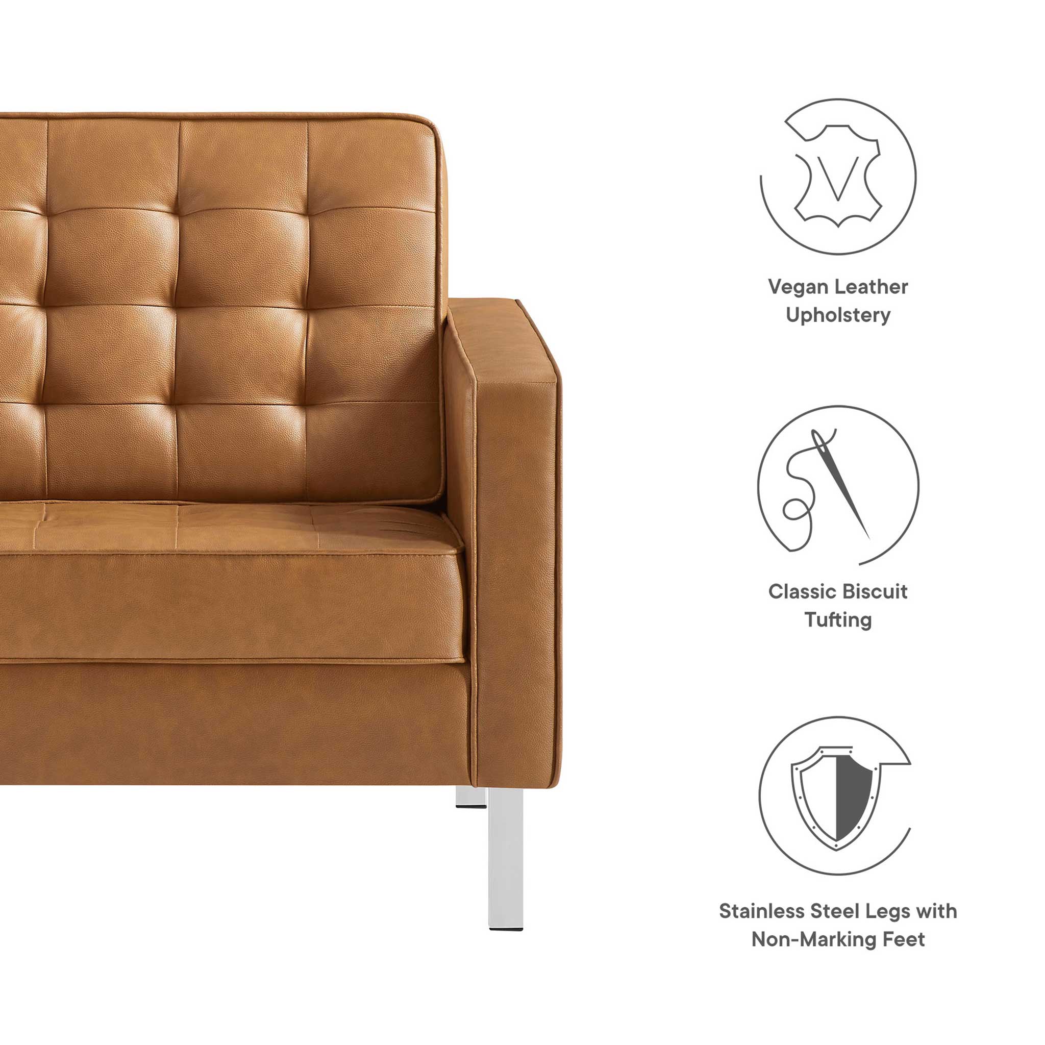 Lyte Leather Armchair Silver/Tan - Image 6