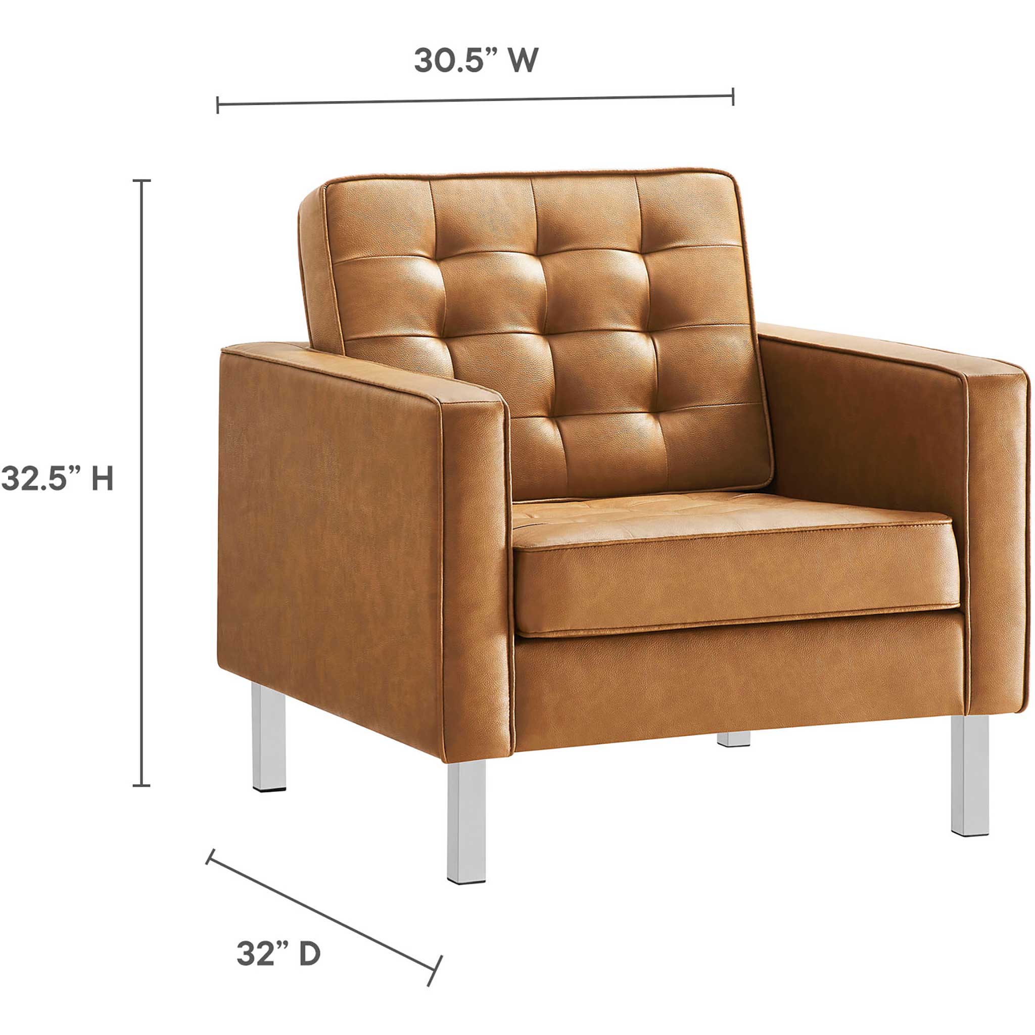 Lyte Leather Armchair Silver/Tan - Image 7