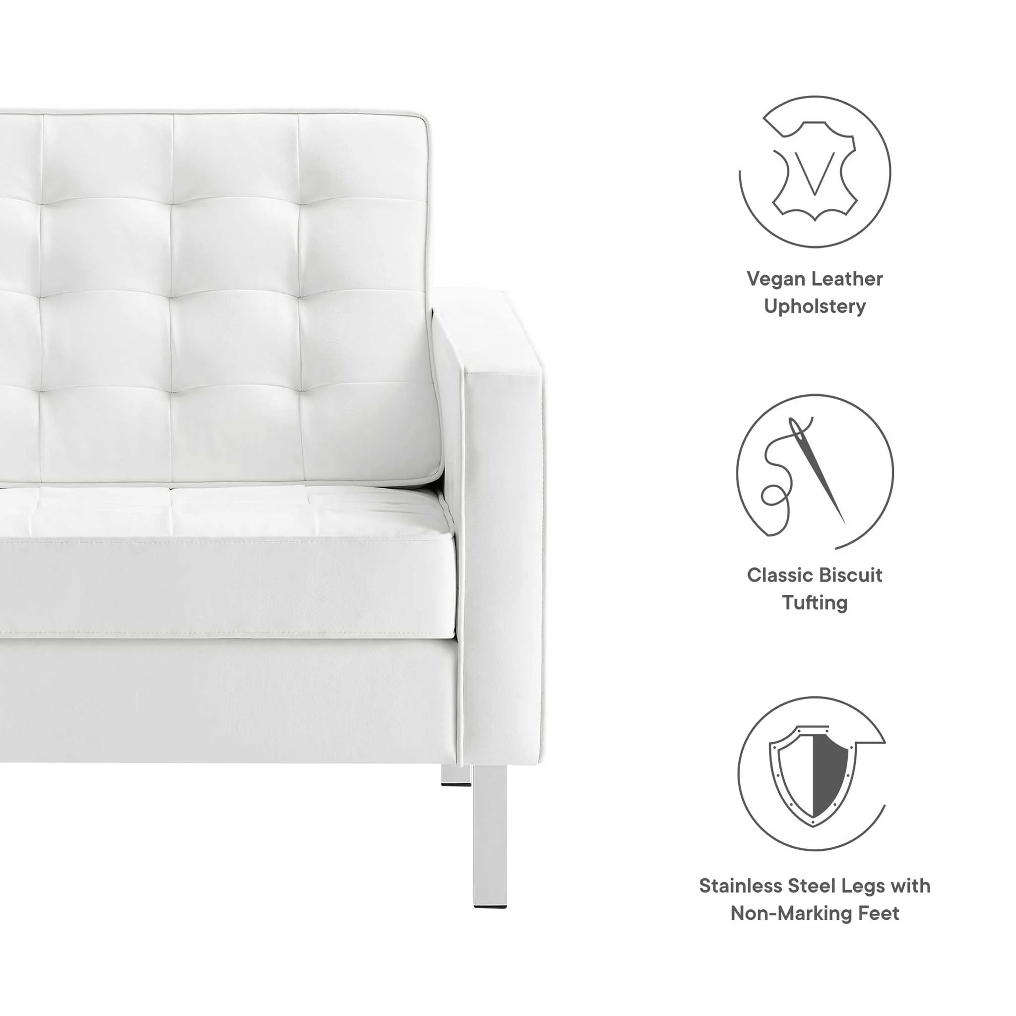 Lyte Leather Armchair Silver/White - Image 6