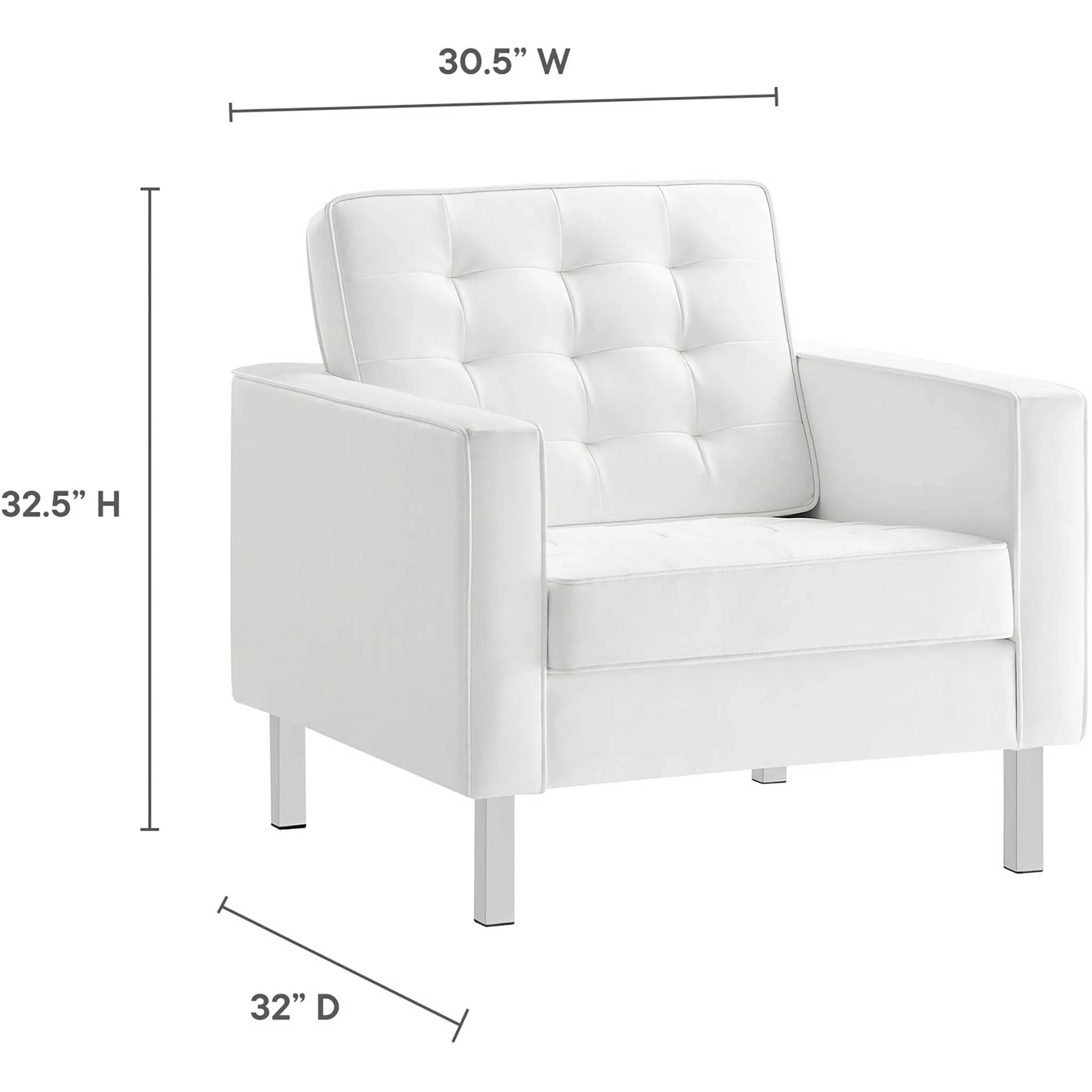 Lyte Leather Armchair Silver/White - Image 7