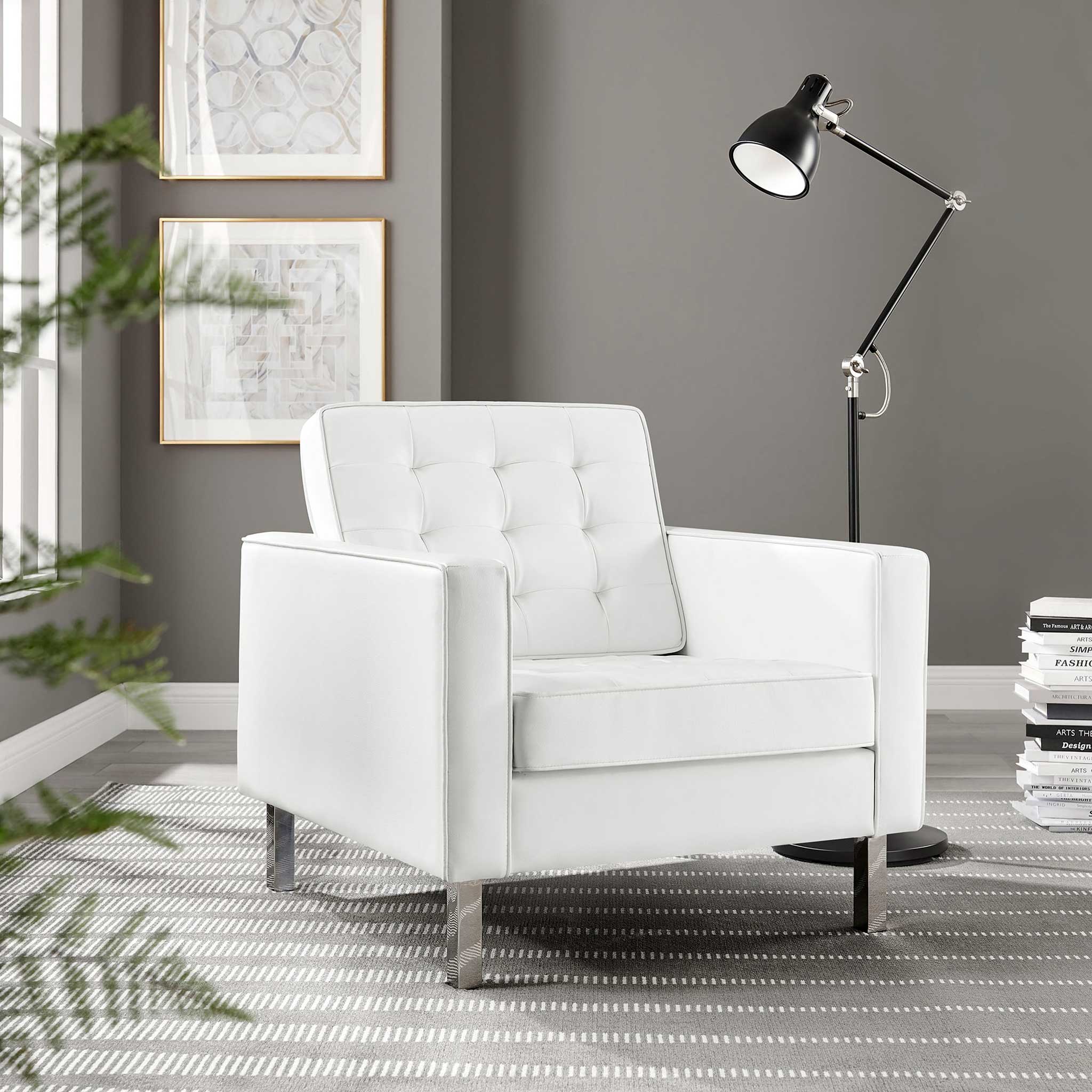 Lyte Leather Armchair Silver/White - Image 8