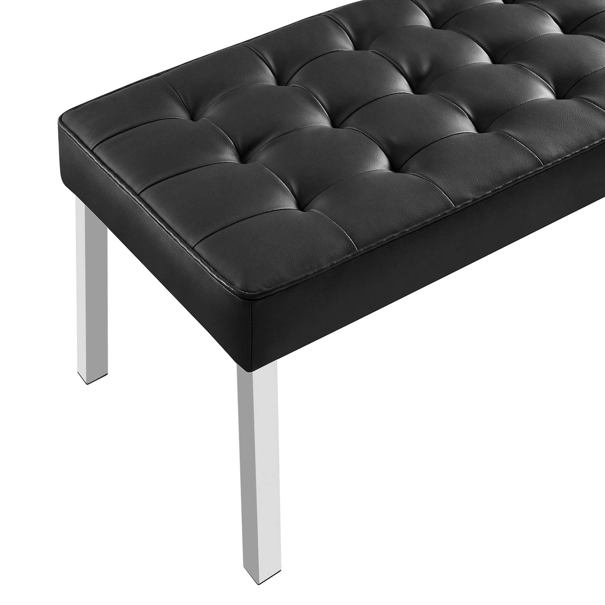 Lyte Leather Bench Silver/Black - Image 4
