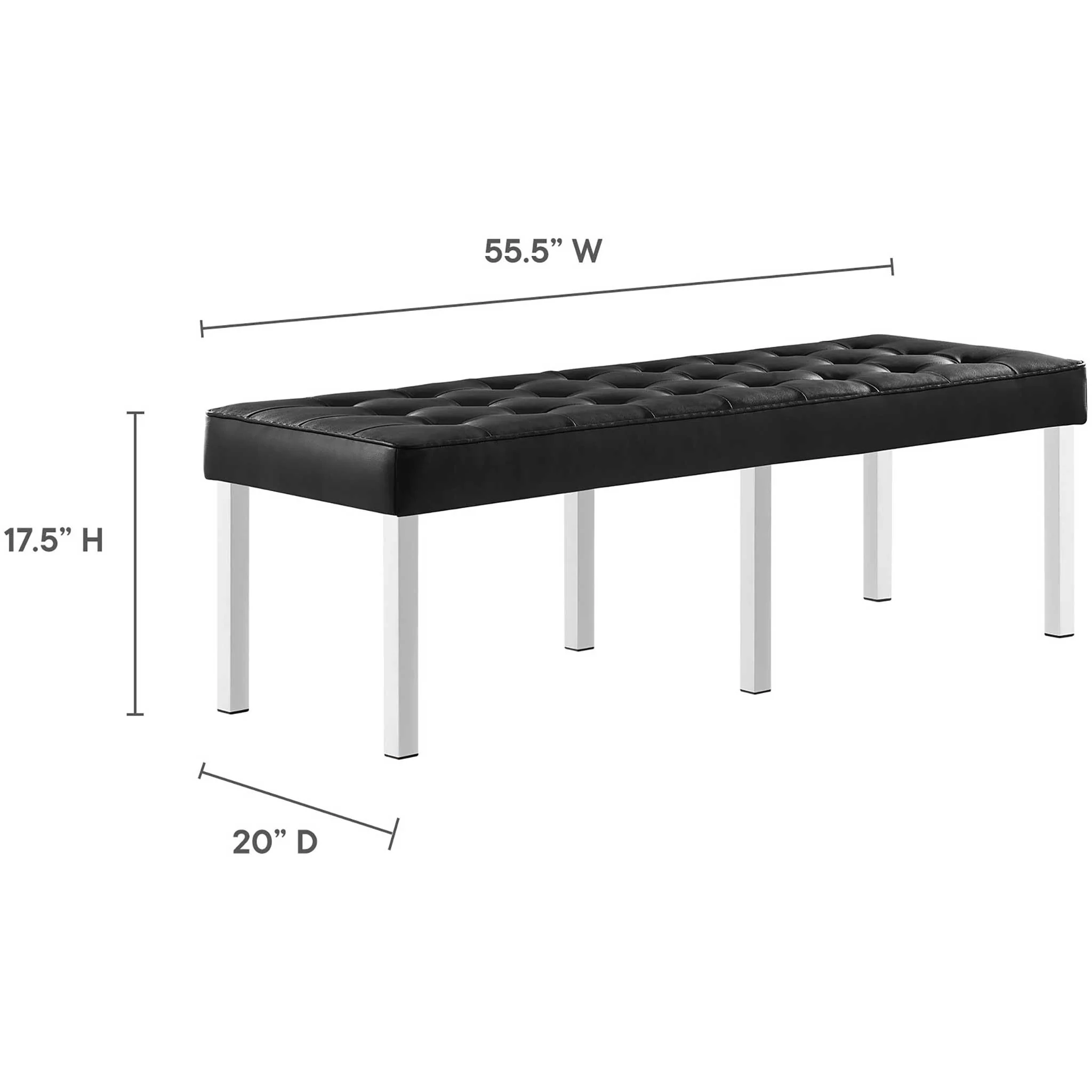 Lyte Leather Bench Silver/Black - Image 6
