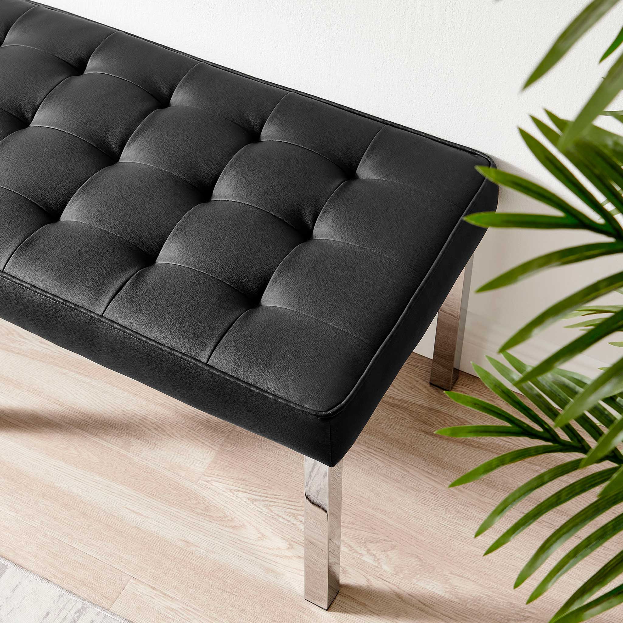 Lyte Leather Bench Silver/Black - Image 8